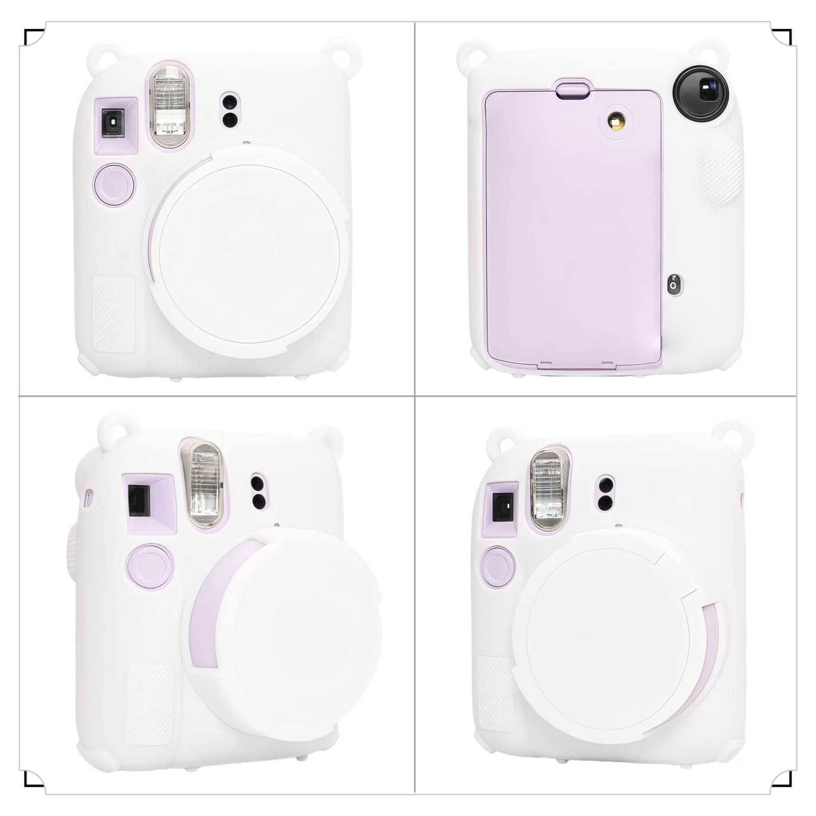 Instant Mini 12 Camera Protective Case Compatible with Instax Mini 12, Soft Case Cover Rubber Camera Sleeve with Removable Lens Cover, Includes Wrist Strap (White) White - Image 3