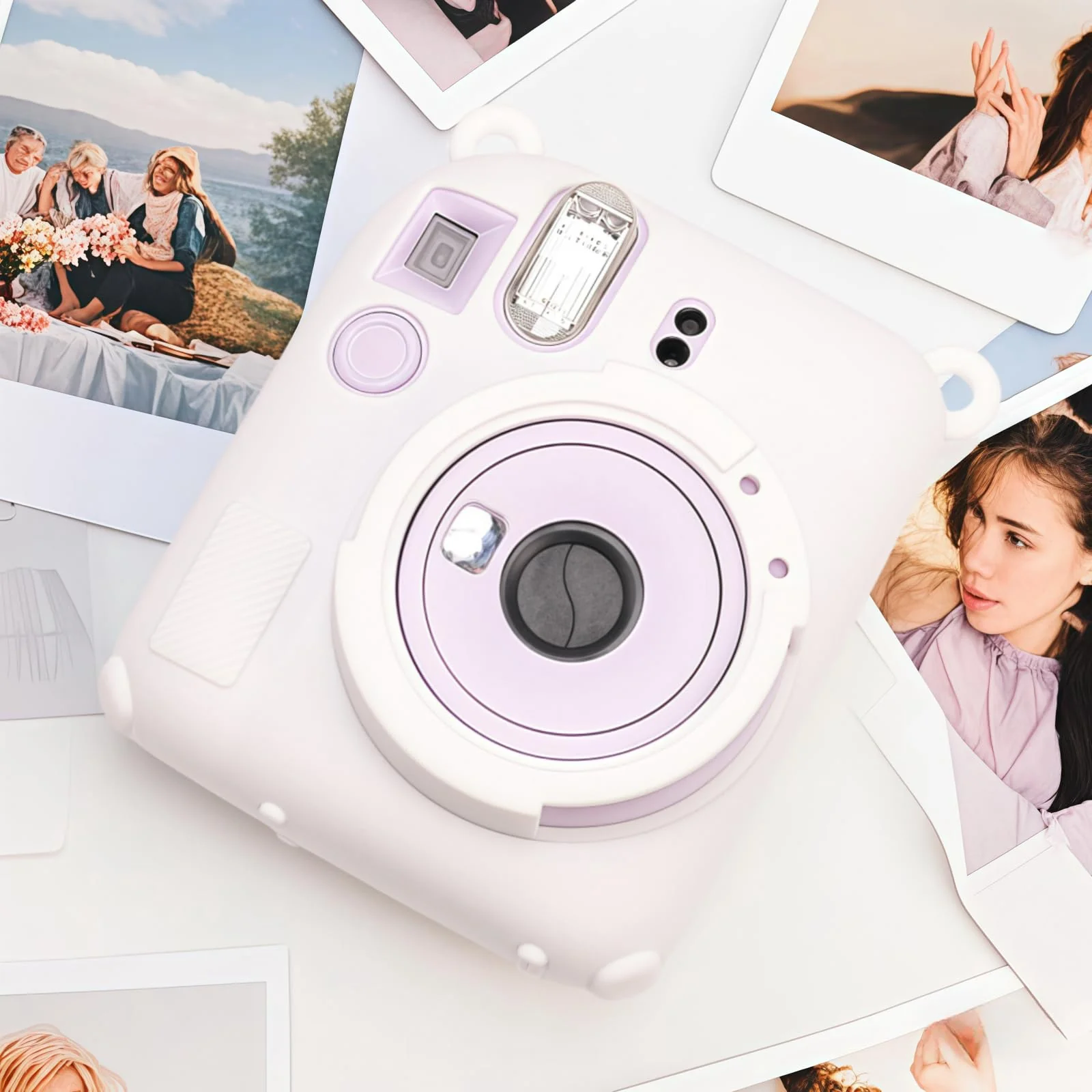 Instant Mini 12 Camera Protective Case Compatible with Instax Mini 12, Soft Case Cover Rubber Camera Sleeve with Removable Lens Cover, Includes Wrist Strap (White) White - Image 5