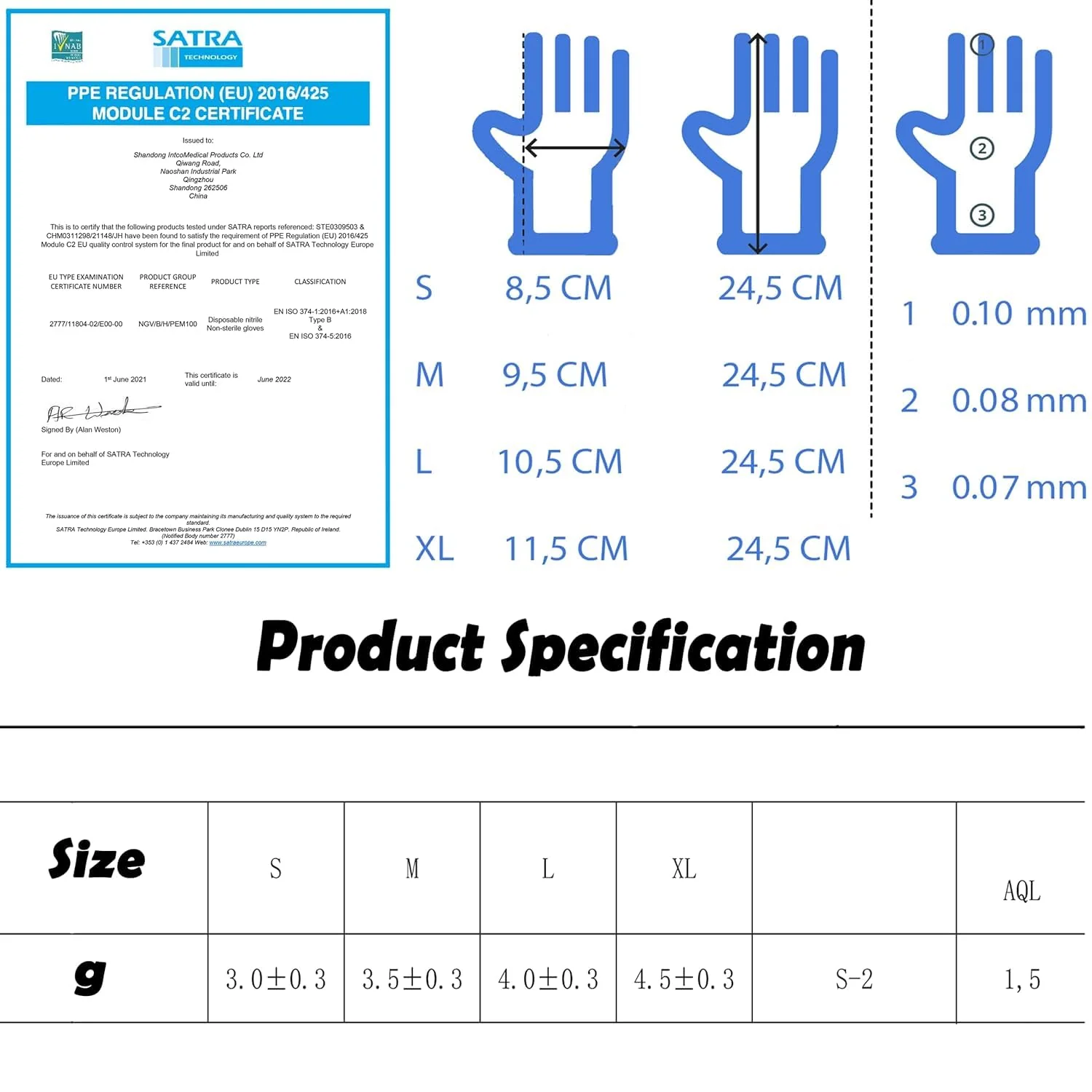 Intco Medical – 100 x Medical Disposable Gloves Made of Tear-Resistant Nitrile – Latex and Powder-Free for Flawless Skin Compatibility – Can be Used in Chemical, Food & Cleaning Industry (M) - Image 3