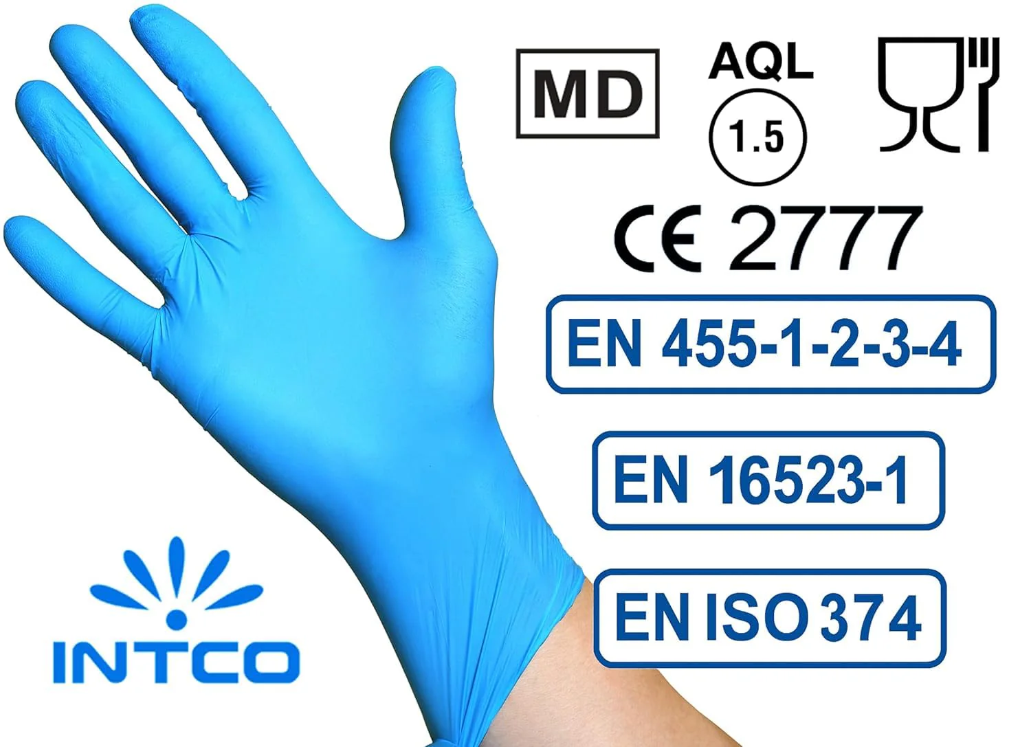 Intco Medical – 100 x Medical Disposable Gloves Made of Tear-Resistant Nitrile – Latex and Powder-Free for Flawless Skin Compatibility – Can be Used in Chemical, Food & Cleaning Industry (M) - Image 5