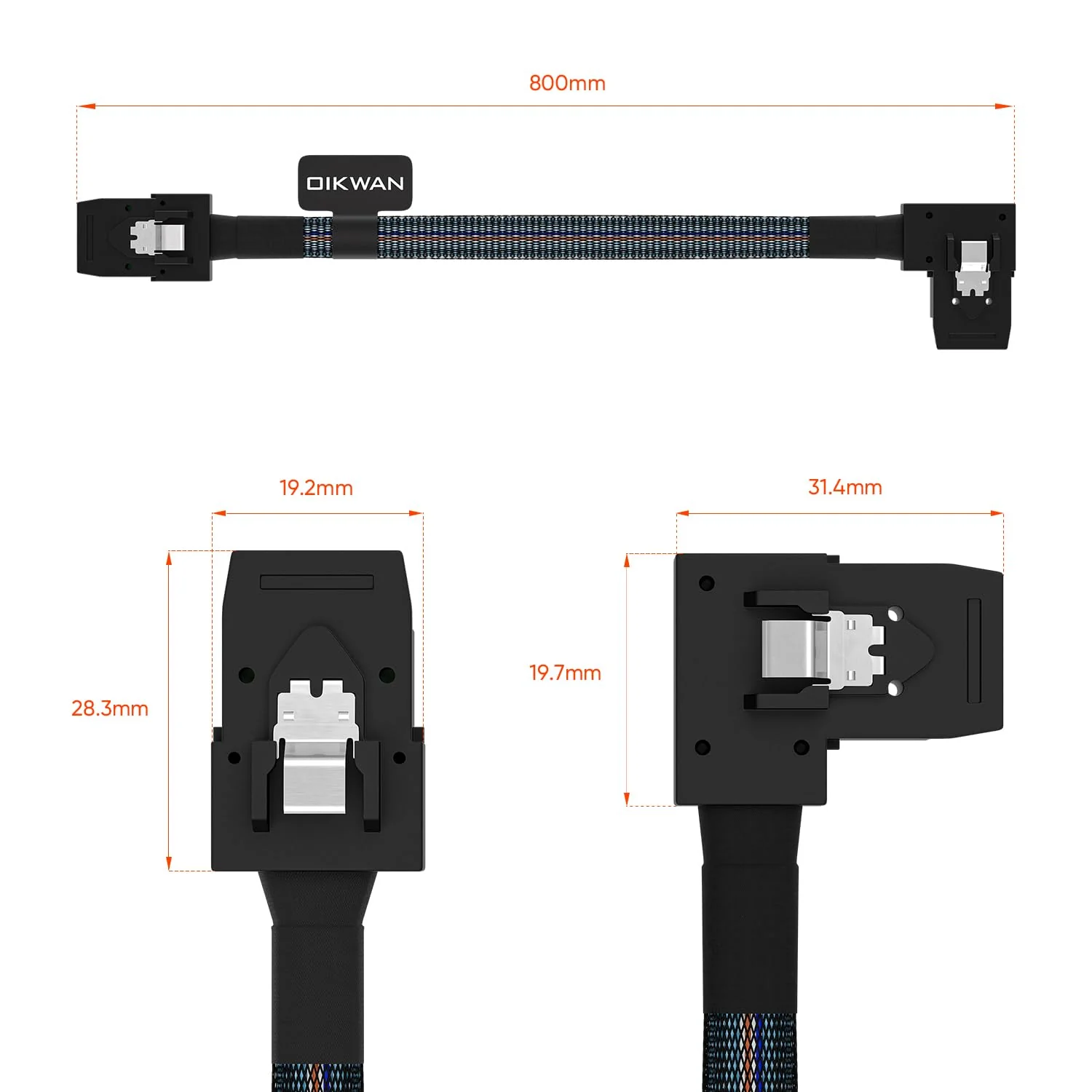 Internal Mini SAS SFF-8087 to Right Angle SFF-8087 Cord, Internal Mini SAS to Mini SAS Cable, Compatible with RAID or PCI Express Controller, 2.5FT /0.75M 2.62FT - Image 3
