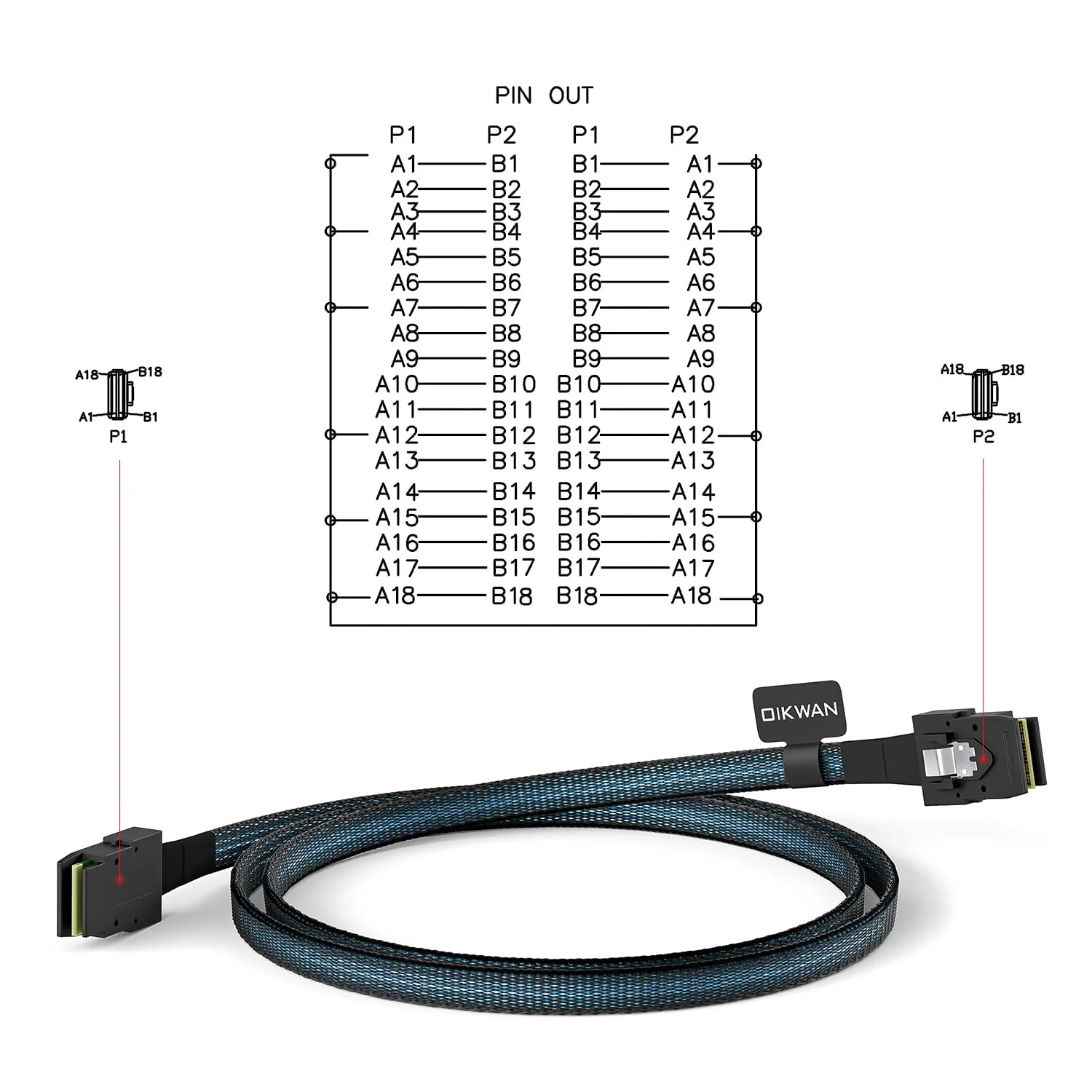 Internal Mini SAS to Mini SAS Cable, SFF8087 36 Pin to SFF8087 36Pin Data Cable Male Cord for Server, Raid Controller, SAS/SATA HBA, Data Storage System-1.6FT… 1.6FT - Image 4