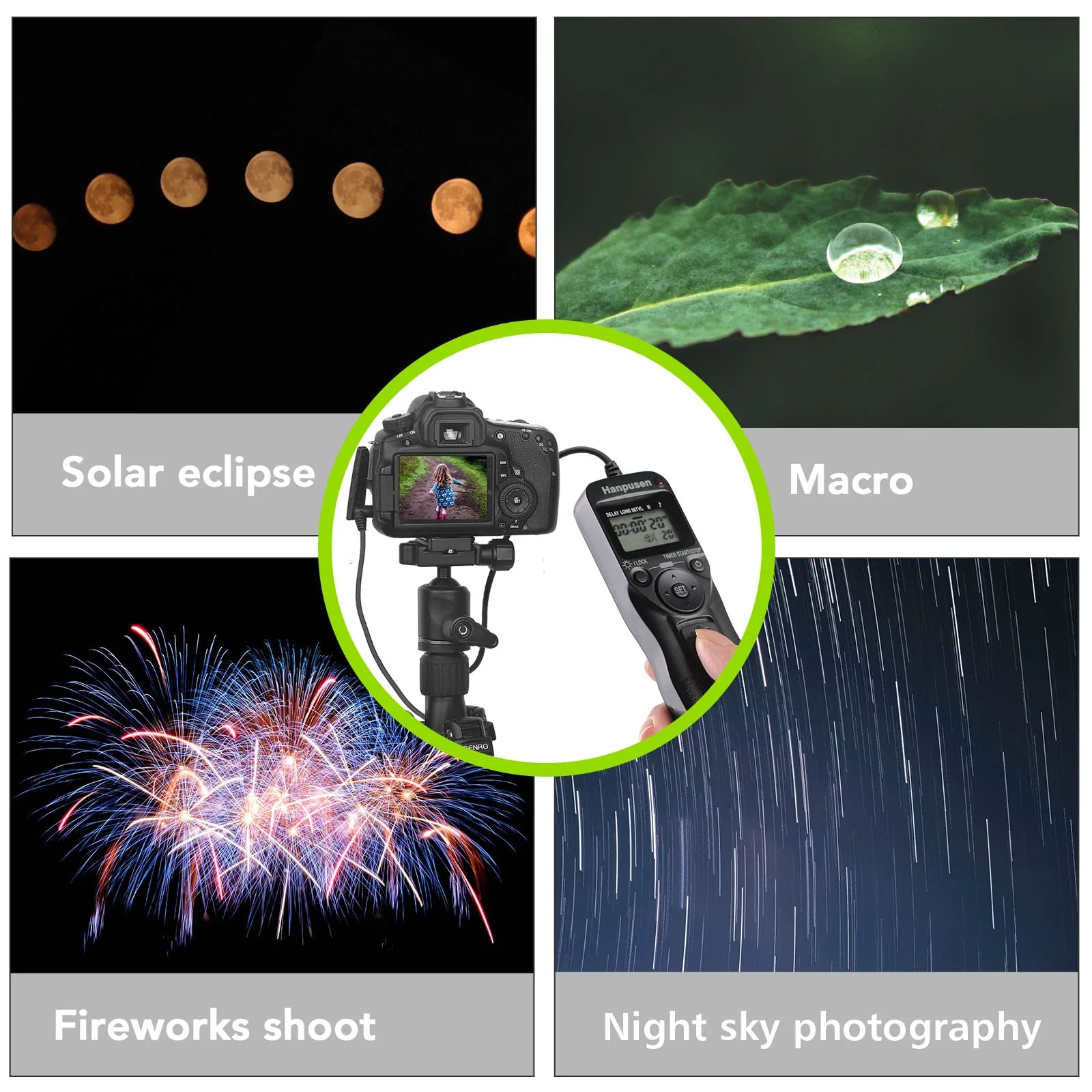 Intervalometer HANPUSEN Camera Timer Remote Shutter Release Time Lapse for Nikon D3, D4, D4s, D5, D6, D800, D850, D800E, D810, D810A, D700 N8 for Nikon - Image 2