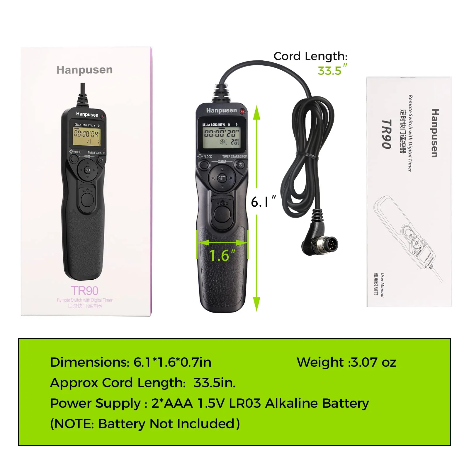 Intervalometer HANPUSEN Camera Timer Remote Shutter Release Time Lapse for Nikon D3, D4, D4s, D5, D6, D800, D850, D800E, D810, D810A, D700 N8 for Nikon - Image 8