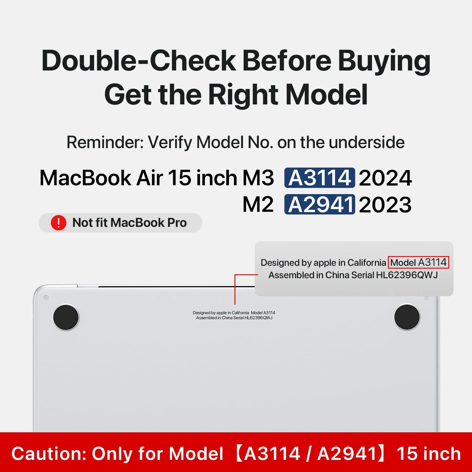 Invisible Armor for MacBook Air 15 inch Case M3 M2 2024 2023 New [Same as Bare Device] [Scientific Slim] Protective Hard Shell Translucent Cover for Laptop Model A3114 A2941 - Matte Clear - Image 3