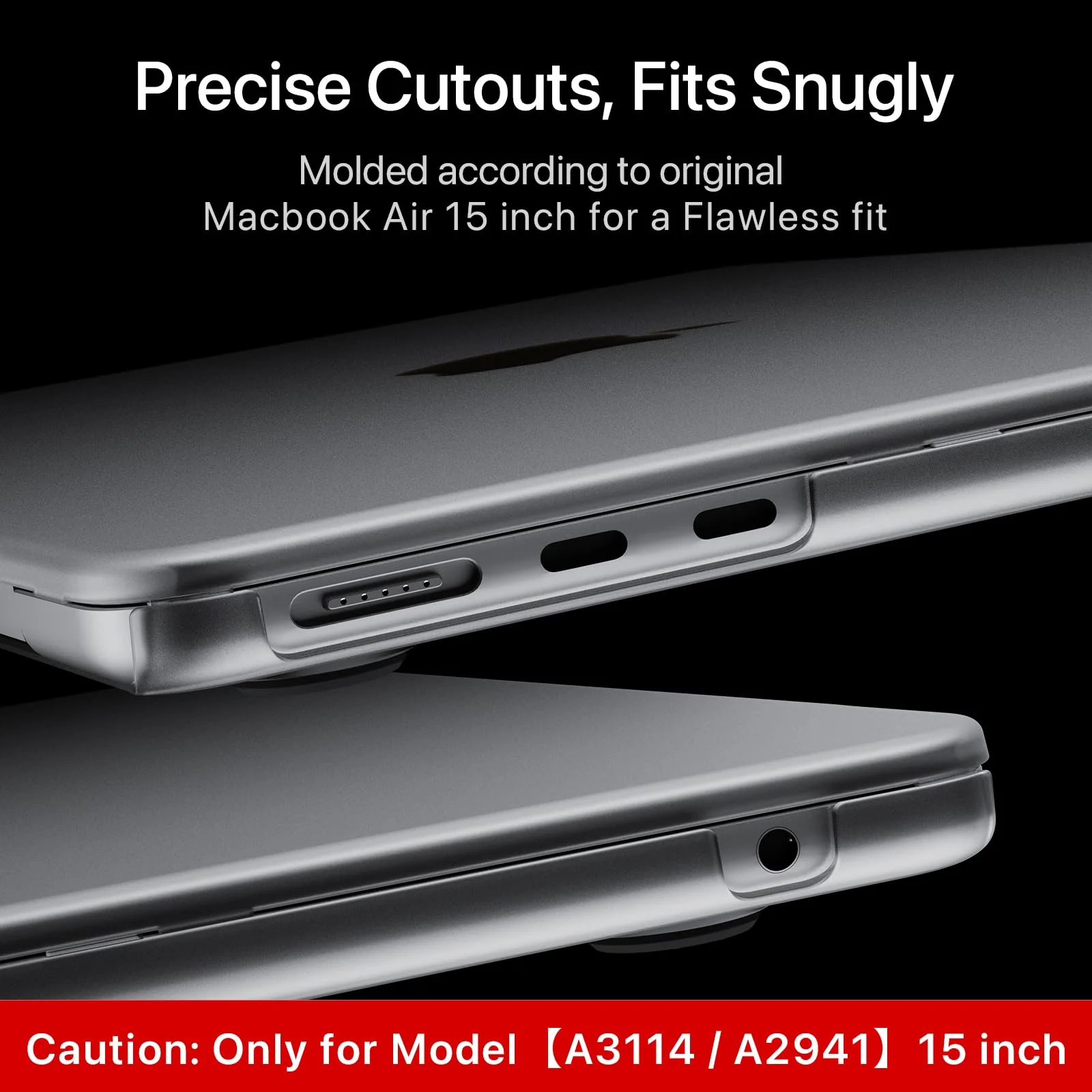 Invisible Armor for MacBook Air 15 inch Case M3 M2 2024 2023 New [Same as Bare Device] [Scientific Slim] Protective Hard Shell Translucent Cover for Laptop Model A3114 A2941 - Matte Clear - Image 4