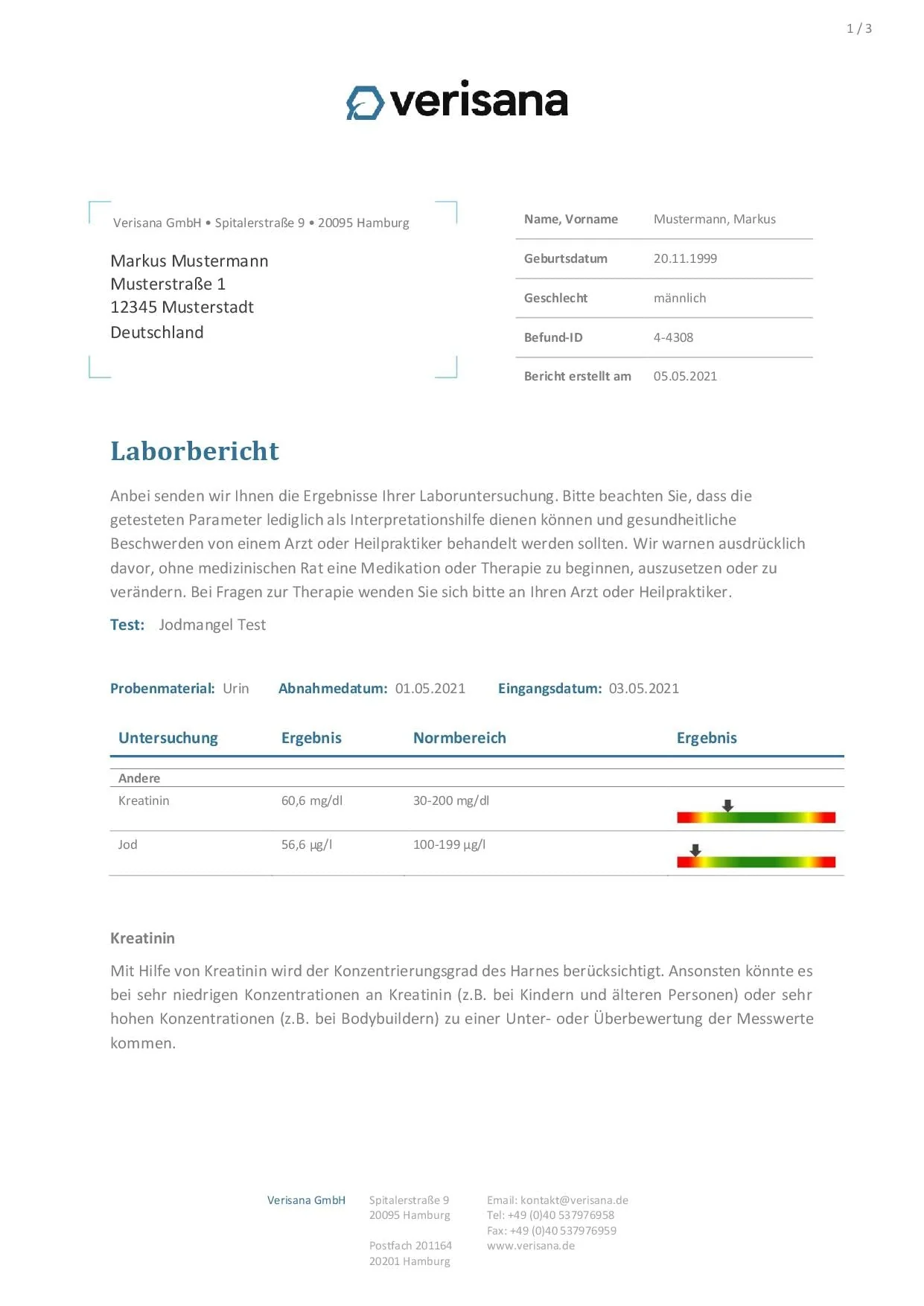 Iodine Deficiency Test Kit - Iodine Test for Iodine and Creatinine - Easy & Convenient Determine at Home - Iodine Deficiency and Thyroid Gland - Verisana Laboratory - Image 2