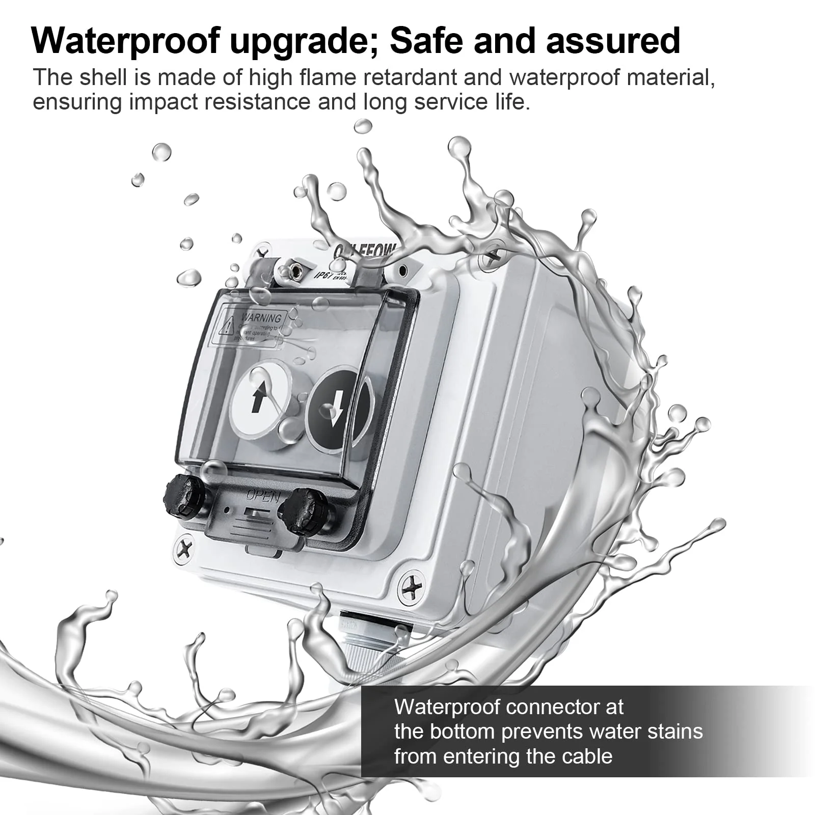 IP67 Button Switch Outdoor Waterproof Box 2 Push Button White Up Black Down Button with Protective Cover Anti-misoperation Switch(AC/DC 6A-110V/3A-240V/2.5A-380V) 2 Buttons-White Up & Black Down Self-Resetting - Image 3