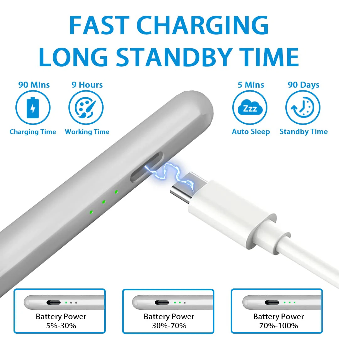 iPad Pencil 2nd Generation with Palm Rejection & Tilt Sensitive Apple Pen 1st Gen Compatible with iPad 10/9/8/7/6th iPad Pro 11/12.9 Inch iPad Air 5/4/3rd iPad Mini 6/5th Gen-Silver Silver - Image 6