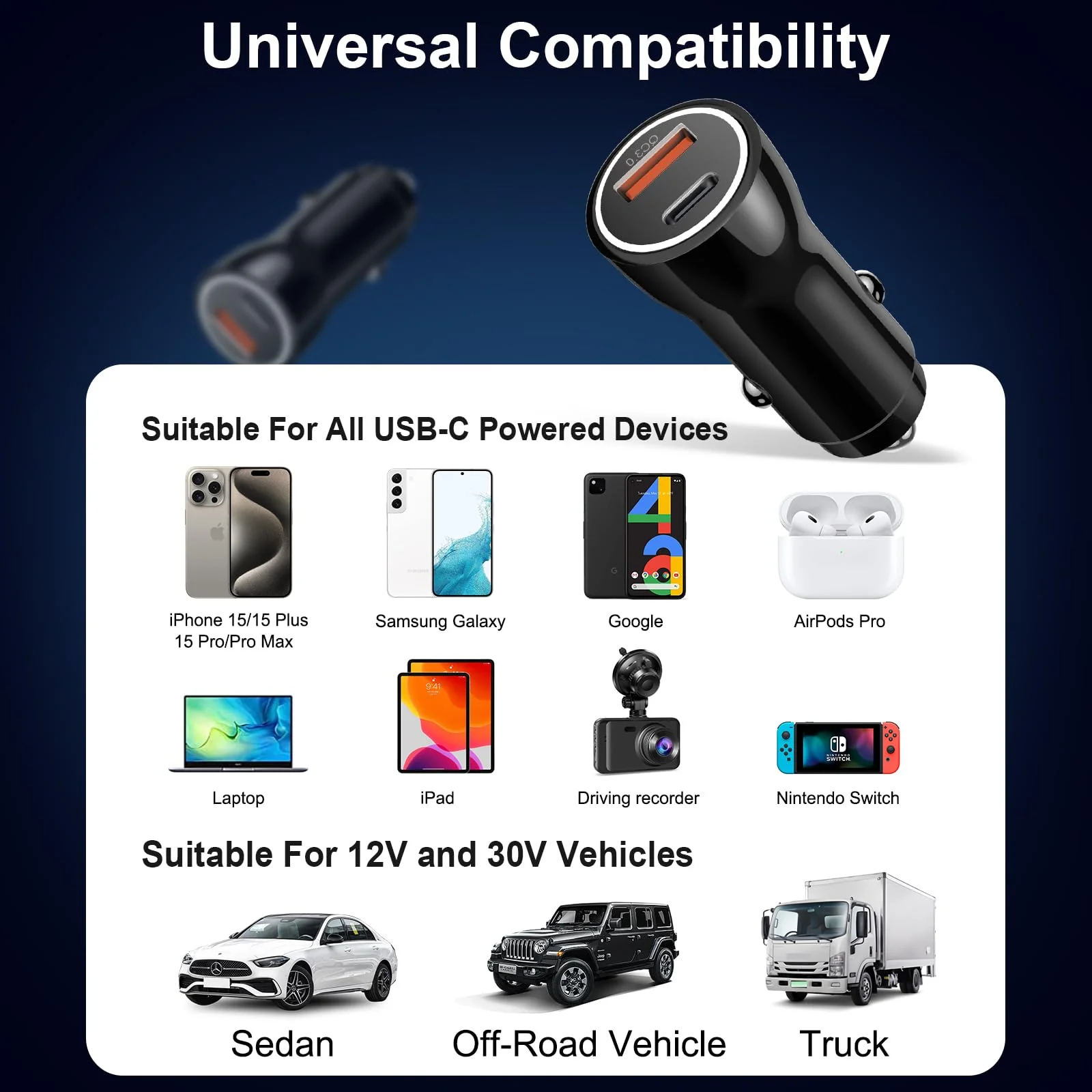 iPhone 16 15 Car Charger, [Apple MFi Certified] USB C Car Charger 43W Fast Charging with 3.3 FT USB C to USB C Cable, PD USB-C & QC 3.0 USB Car Adapter for iPhone 16 15 Pro Max Plus Black 1 Pack - Image 7