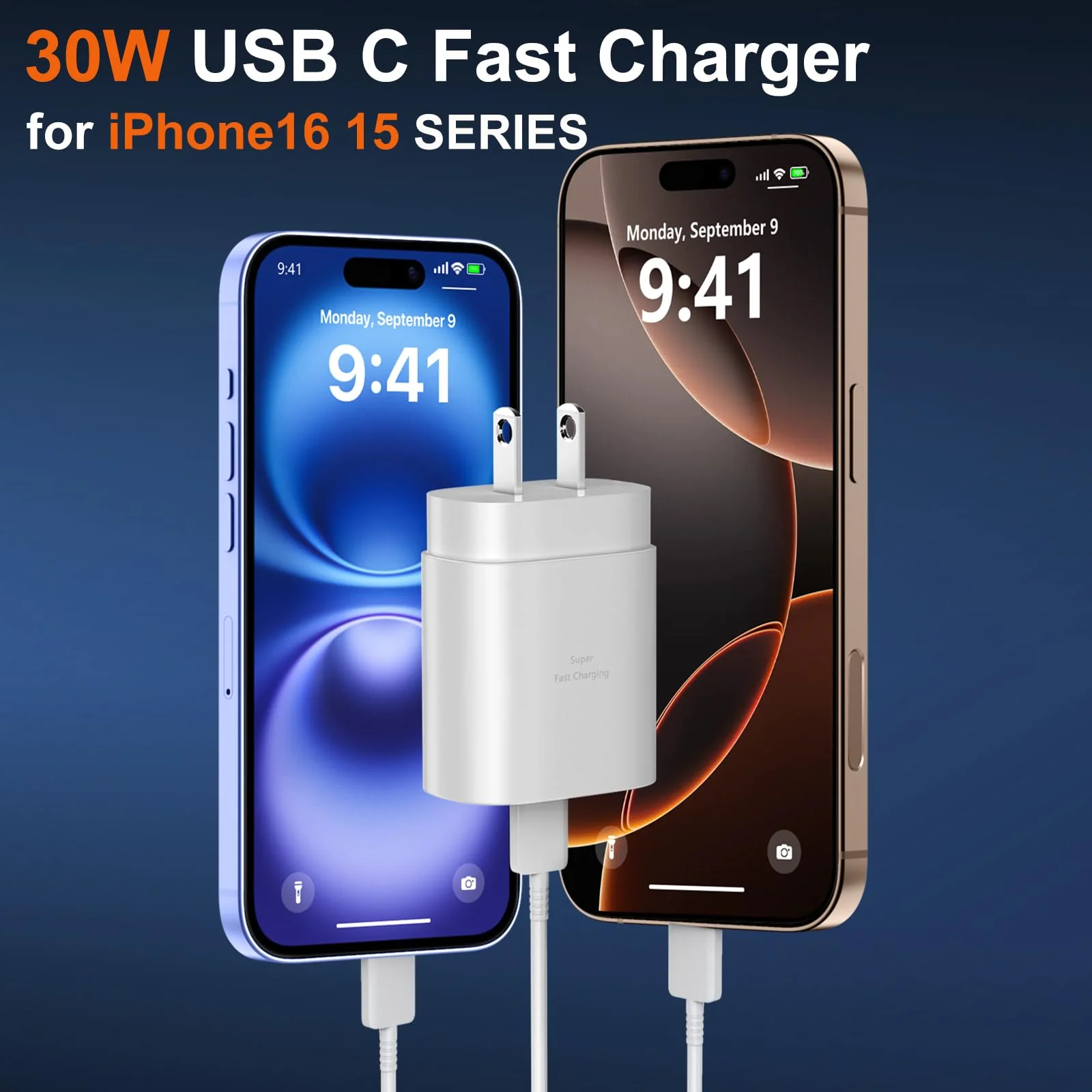 iPhone 16 15 Pro Max Charger Fast Charging, 30W USB C iPhone 15 16 Pro Max Fast Charger Block with 10FT Long USB C Charging Cable for iPhone 16 Pro Max/16 Pro/15 Pro Max,iPad,Samsung Galaxy S24 Ultra White - Image 2