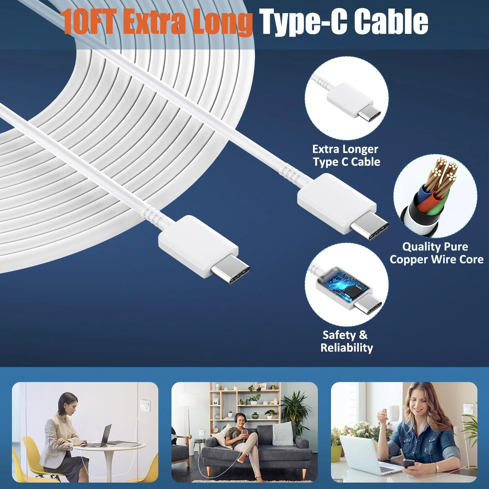 iPhone 16 15 Pro Max Charger Fast Charging, 30W USB C iPhone 15 16 Pro Max Fast Charger Block with 10FT Long USB C Charging Cable for iPhone 16 Pro Max/16 Pro/15 Pro Max,iPad,Samsung Galaxy S24 Ultra White - Image 4