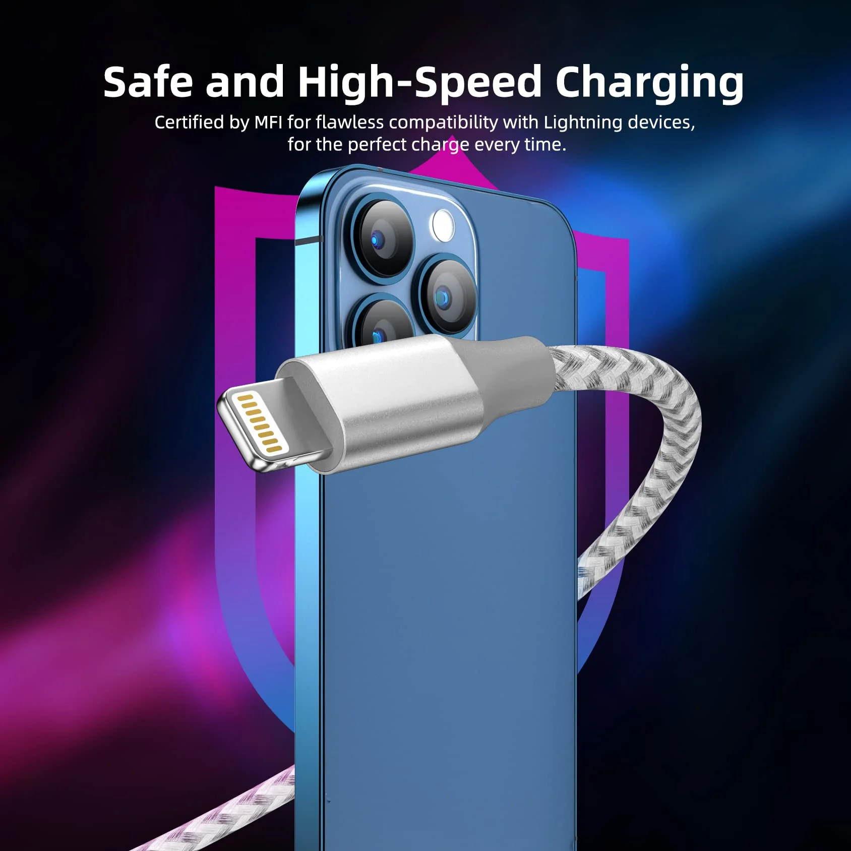 iPhone Charger 3 Pack 10 ft Apple MFi Certified Lightning Cable Nylon Braided Cable iPhone Charger Fast Charging Cord Compatible with iPhone 13 12 11 Pro Max XR XS X 8 7 6 Plus SE iPad and More - Image 4