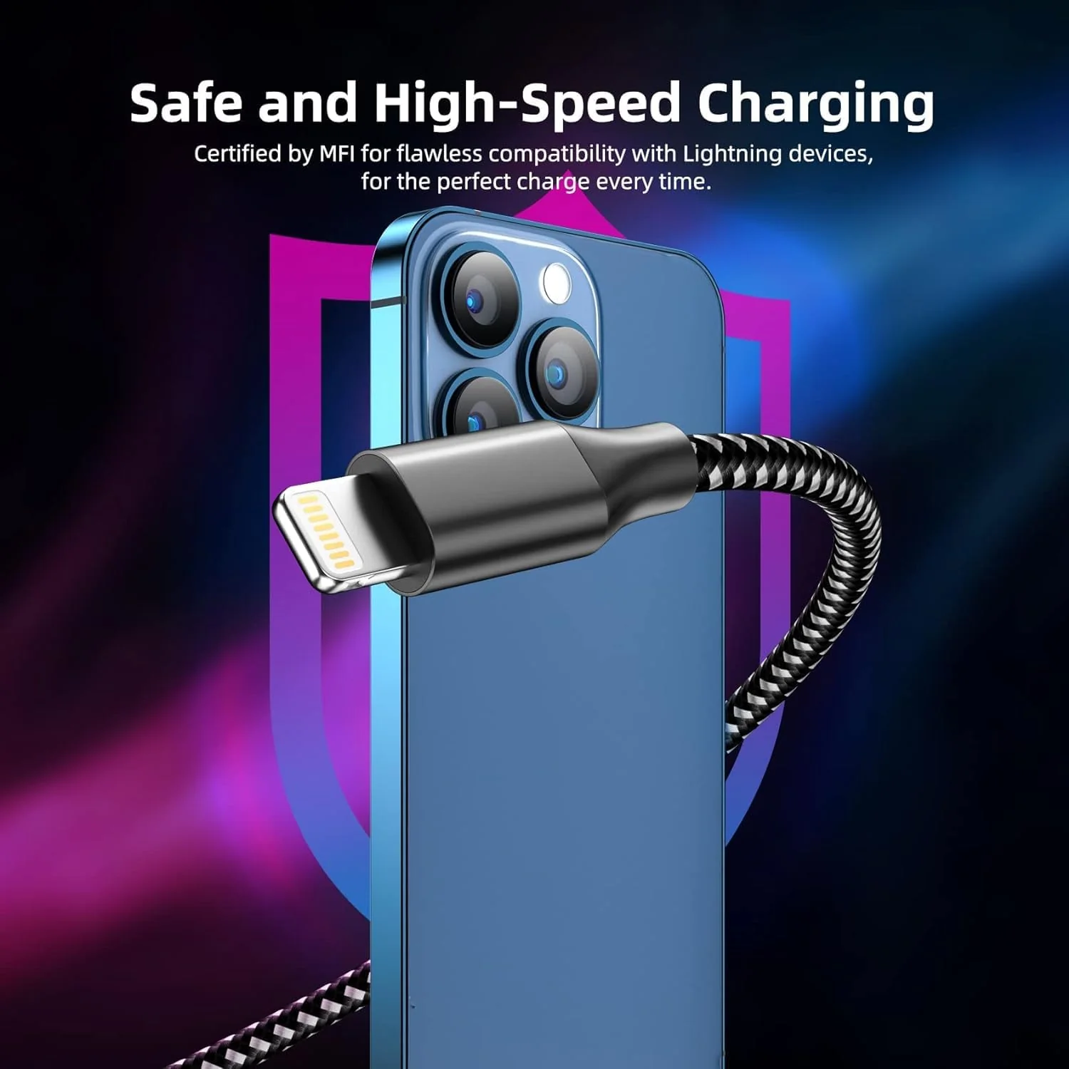 iPhone Charger,3 Pack 10 FT iPhone Charger Fast Charging Cord Apple MFi Certified Lightning Cable Nylon Braided Compatible with iPhone 14 13 12 11 Pro Max XR XS X 8 7 6 Plus SE iPad and More - Image 3