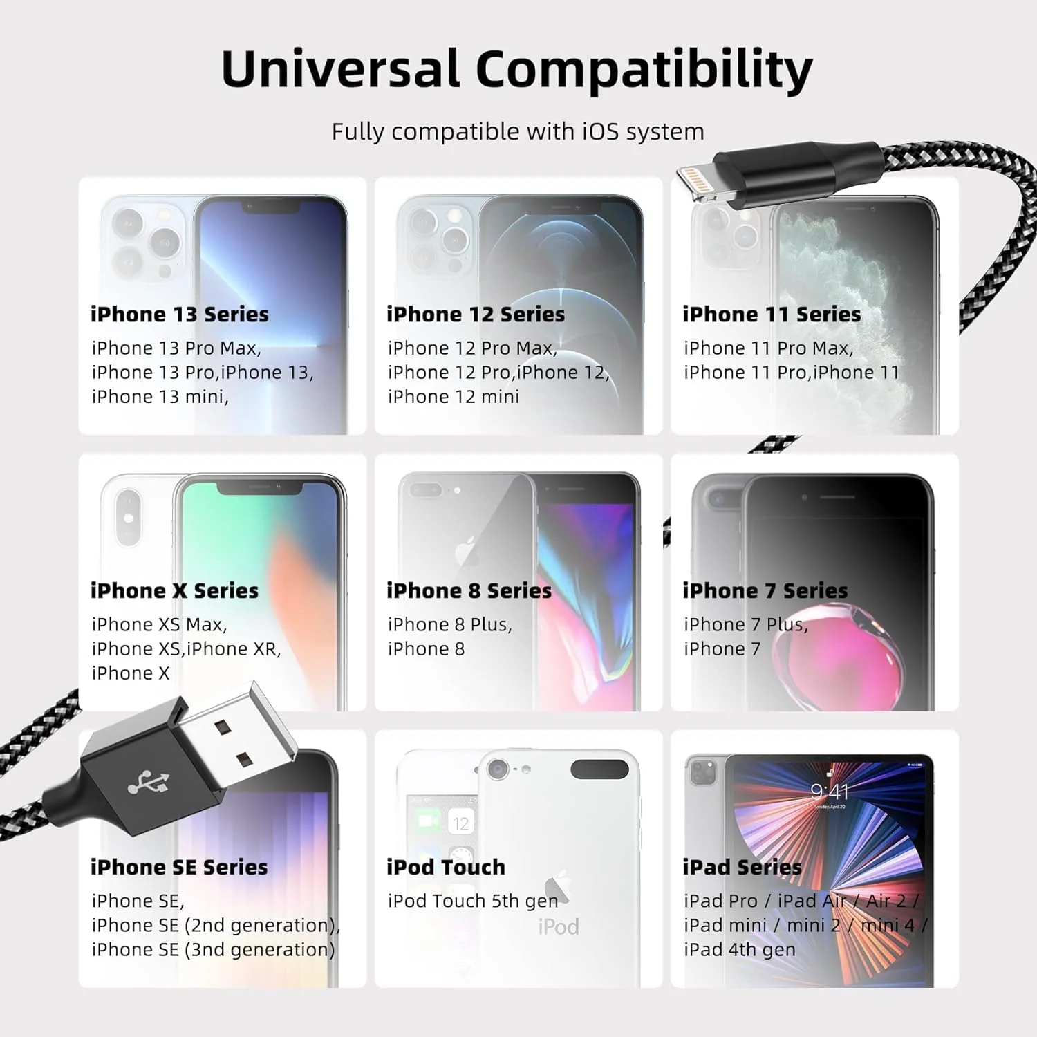 iPhone Charger,3 Pack 10 FT iPhone Charger Fast Charging Cord Apple MFi Certified Lightning Cable Nylon Braided Compatible with iPhone 14 13 12 11 Pro Max XR XS X 8 7 6 Plus SE iPad and More - Image 7