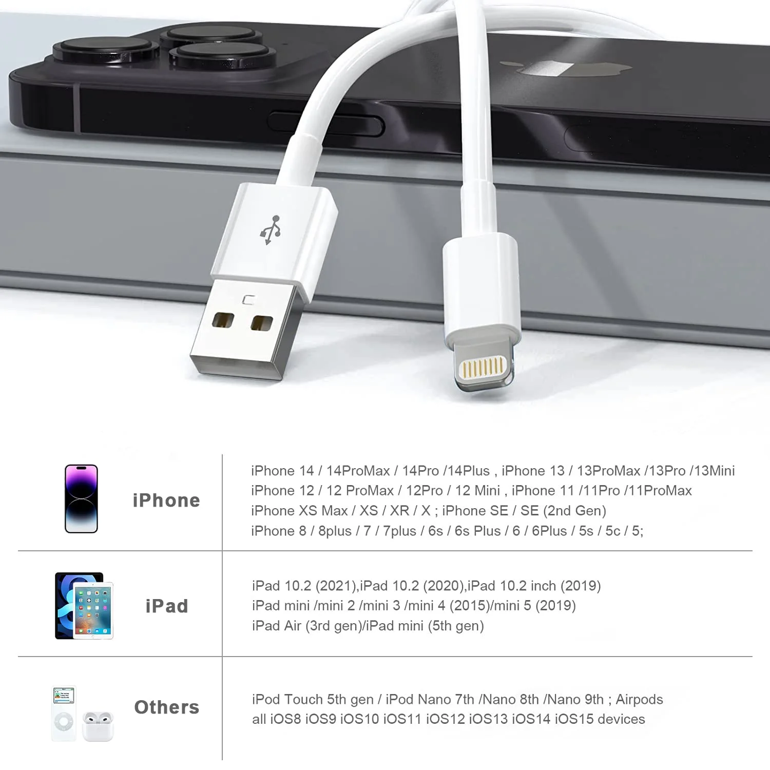 iPhone Charger, 5Pack(6/6/6/10/10FT) [Apple MFi Certified] Apple Charging Cables Lightning Cable Fast iPhone Charging Cord for iPhone 14/13/12/11/11Pro/11Max/ X/XS/XR/XS 6/6/6/10/10FT - Image 6