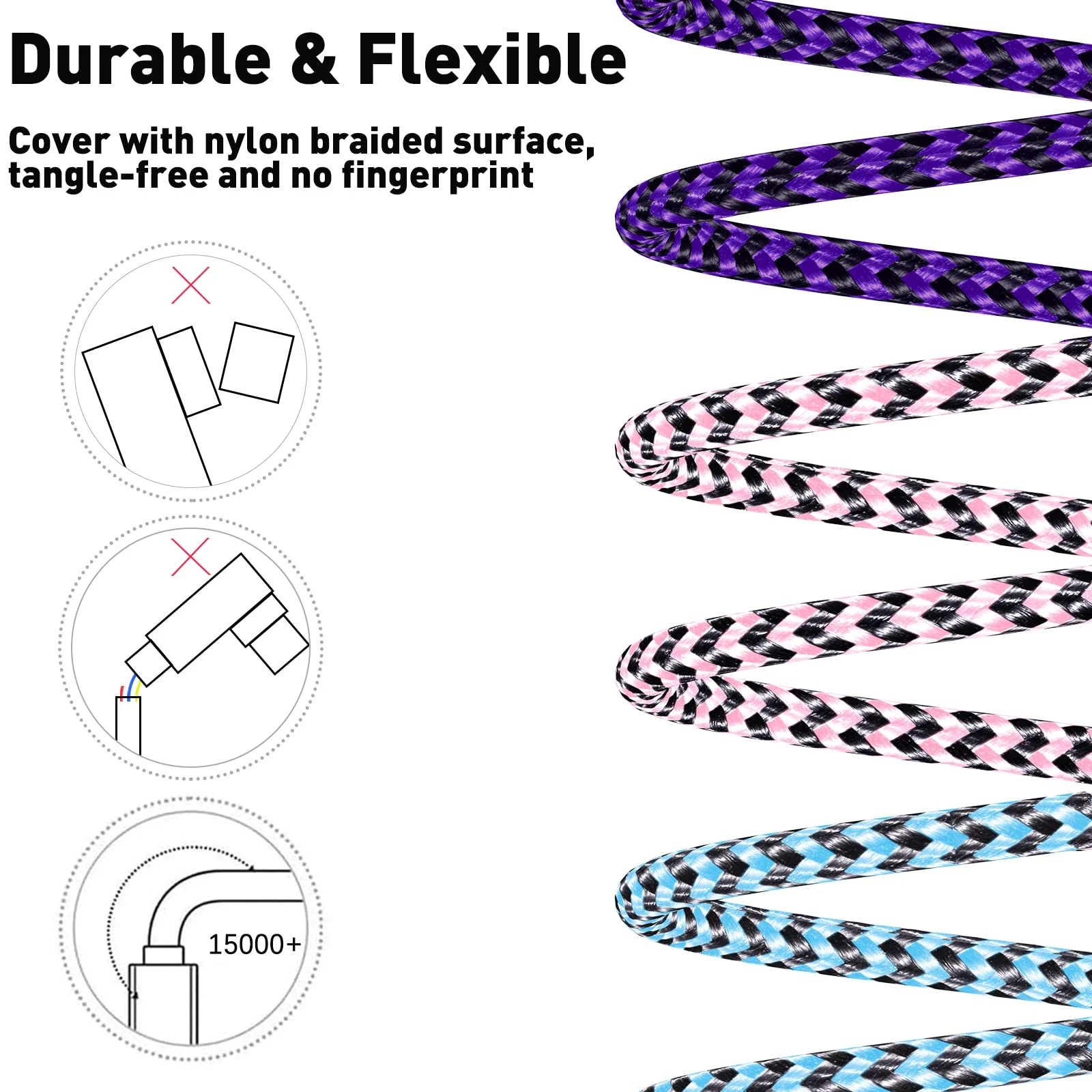 iPhone Charger Cord Lightning Cable 10 ft 3 Pack iPhone Charging Cable Long iPhone 11 Charger 10ft [Apple Certified] Nylon Braided Fast Charging for 13 mini/13/12/11 Pro MAX/XR/XS/8/7/Plus/6S/SE/iPad… - Image 3