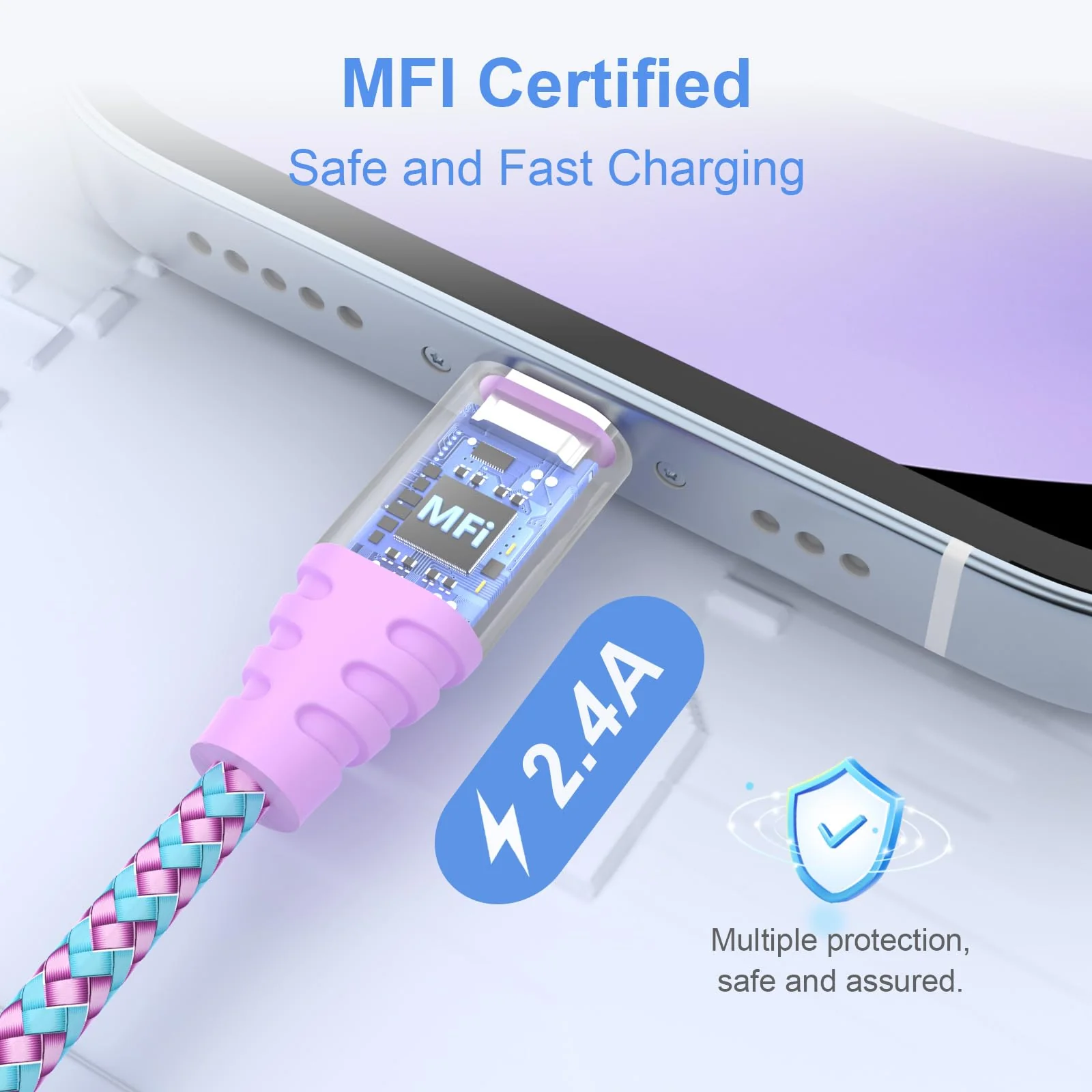 iPhone Charger Fast Charging 3pack 6FT Apple MFi Certified Lightning Cable Nylon Braided iPhone Charger Cord Compatible with iPhone 14/13/12/11 Pro Max/XS MAX/XR/XS/X/8/7 Plus iPad AirPods - Image 3