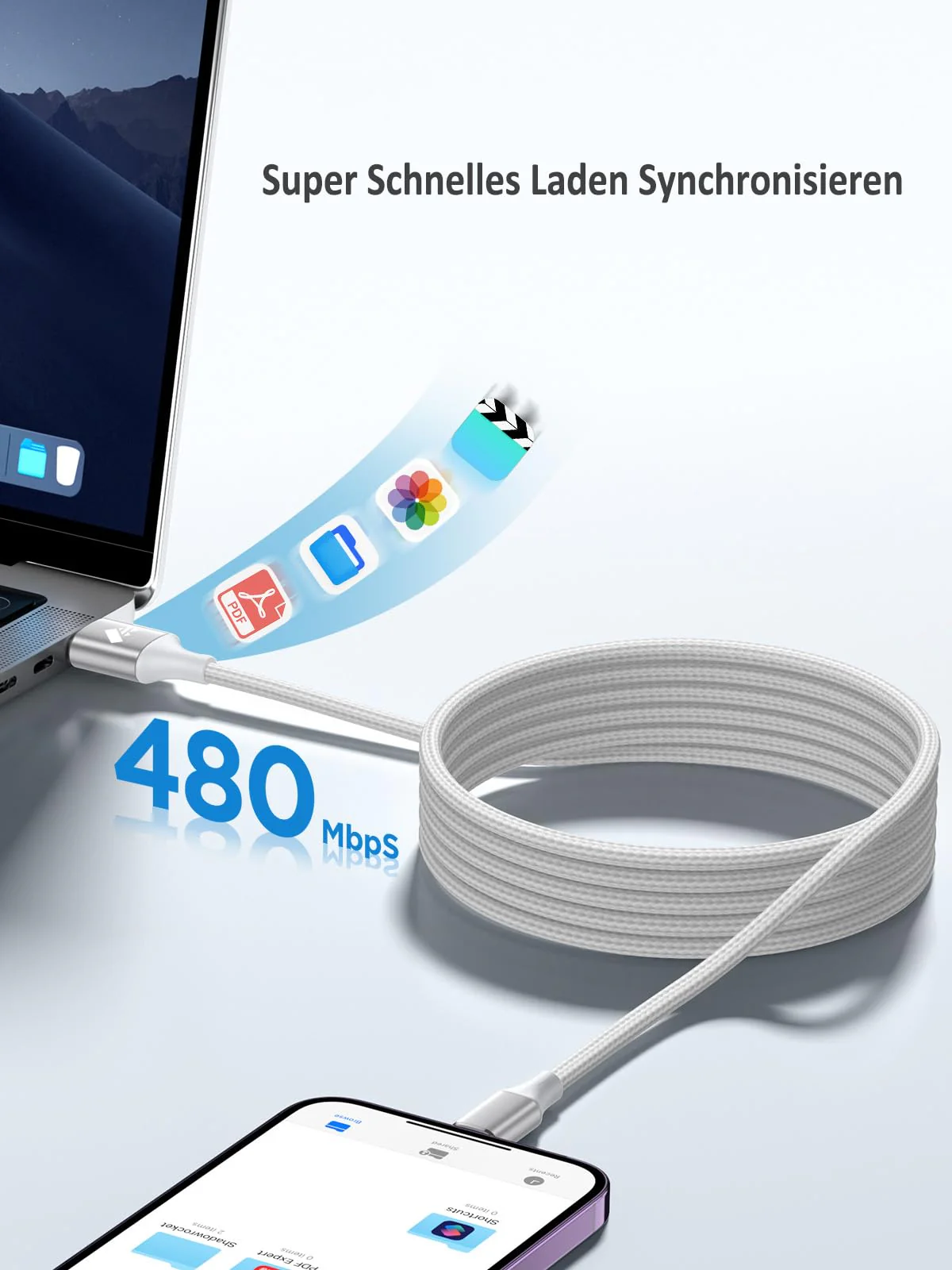iPhone Charging Cable, Lightning Cable 2 m iPhone Charging Cable Fast Charging Cable MFi Certified iPhone Cable Fast USB Lightning Cable for iPhone 14 13 12 11 Pro Max Mini XS XR X 8 7 6 6s Plus 5 SE iPhone Ladekabel 2M White - Image 4