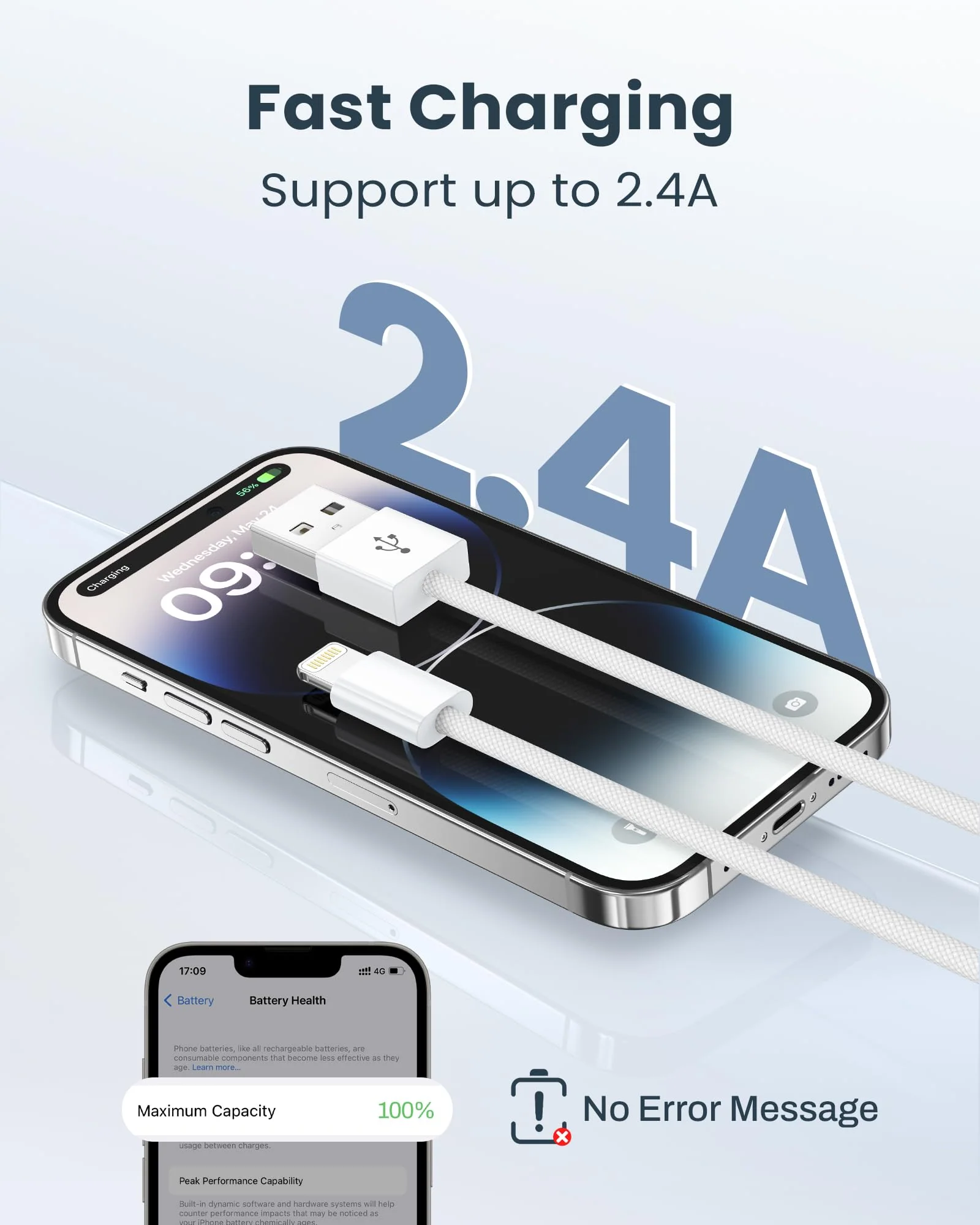 iPhone Charging Cable Lightning Cable 2 Pack 1 m, MFi Certified iPhone Fast Charging Cable USB to Lightning Cable for iPhone 14 13 12 11 Pro Max Mini XS XR X 8 8 Plus 7 6 6s Plus SE2020 1 m + 1 m White - Image 2