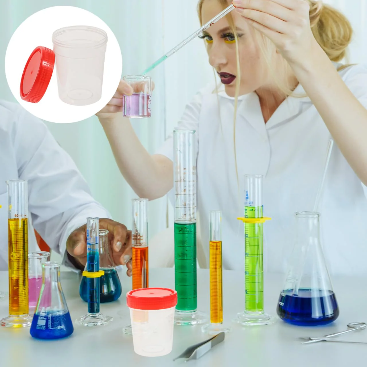 iplusmile 10 Pieces Urine Cups - 120 ml Sample Cup with Screw Lid Urine Sample Cup Urine Sample Cups Bottle with Graduated for Home Laboratory (Random Colour) - Image 7