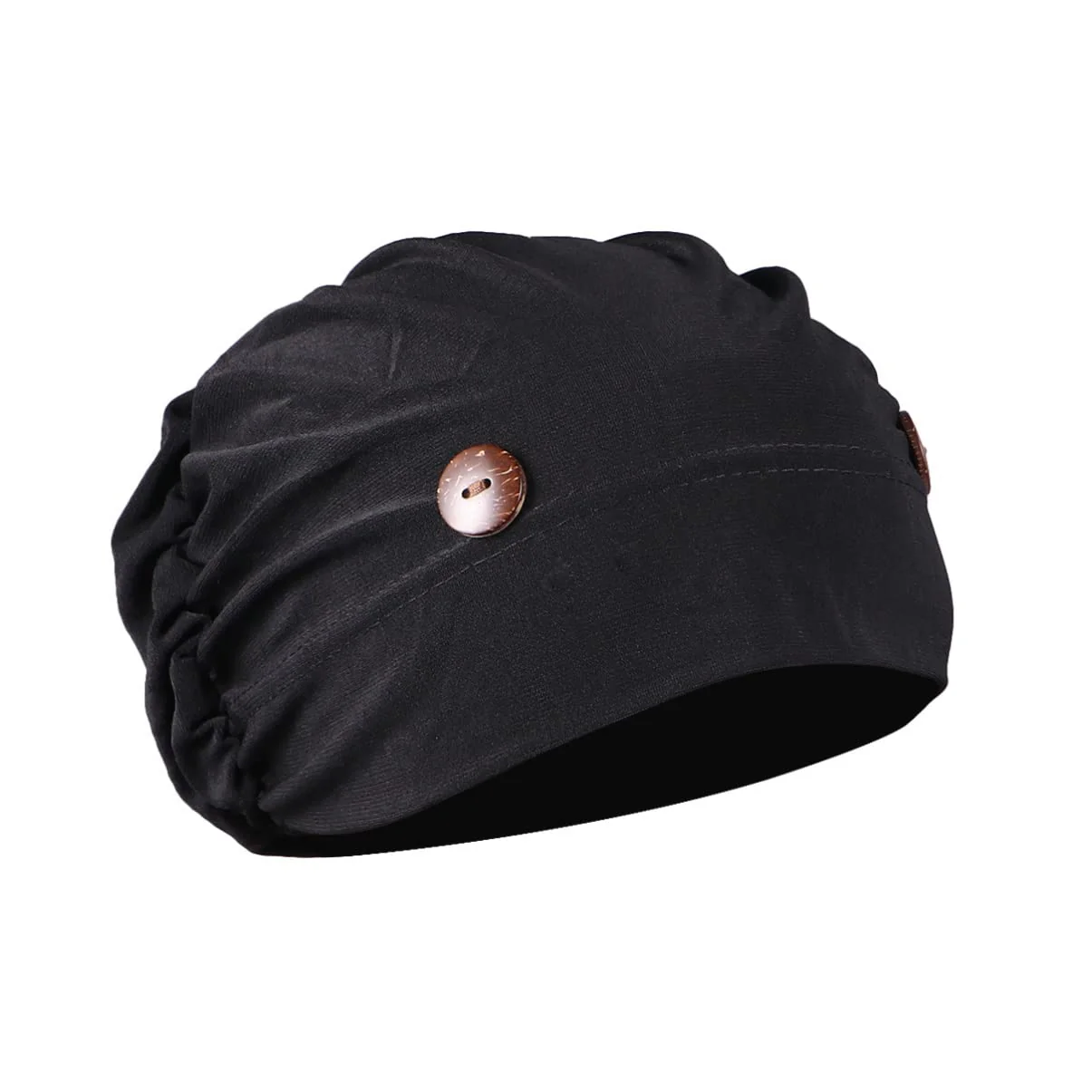 iplusmile Chemotherapy Hat with Buttons Turbans Hat Chemo Hat Headwear Sleep Cap Headwrap Cancer Slouchy Hat Peeling Hat Bouffant Hats for Women Black M - Image 3