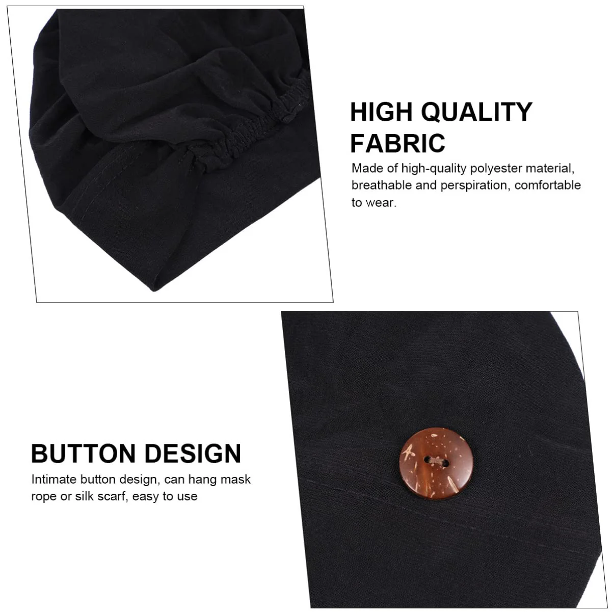 iplusmile Chemotherapy Hat with Buttons Turbans Hat Chemo Hat Headwear Sleep Cap Headwrap Cancer Slouchy Hat Peeling Hat Bouffant Hats for Women Black M - Image 5