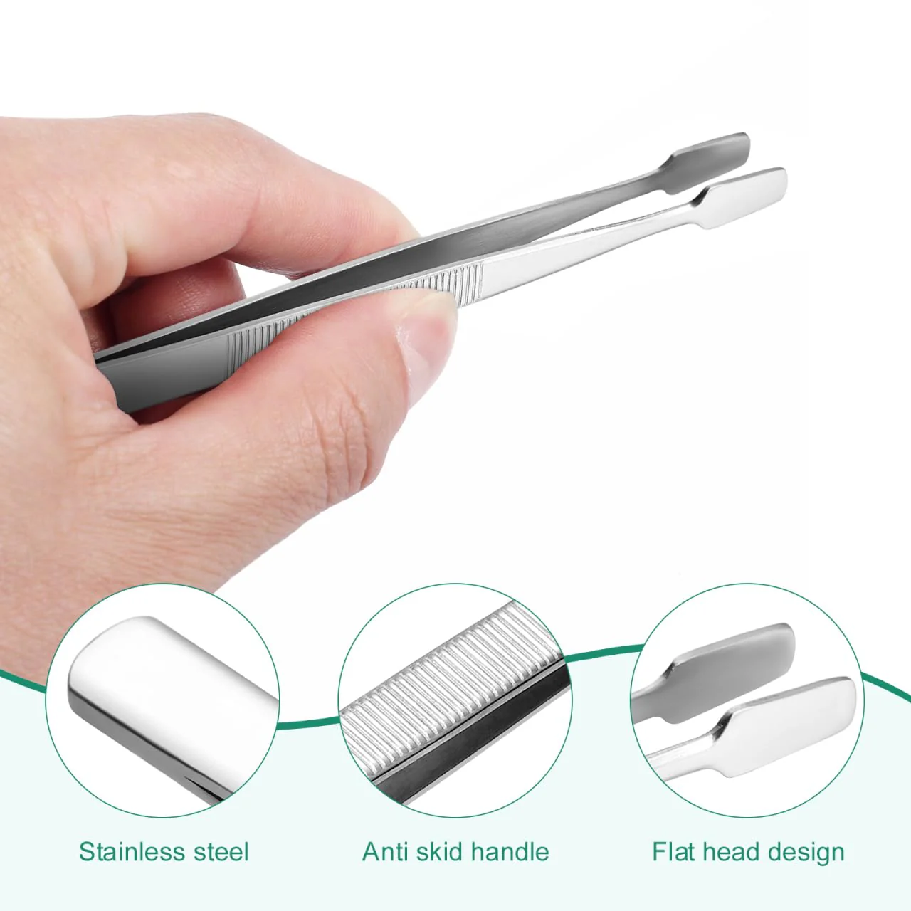 iplusmile Stamp Tweezers Set: 2 Pieces Stainless Steel Flat Wide Tweezers for Stamps, Photo Development, Craft Production - Image 4