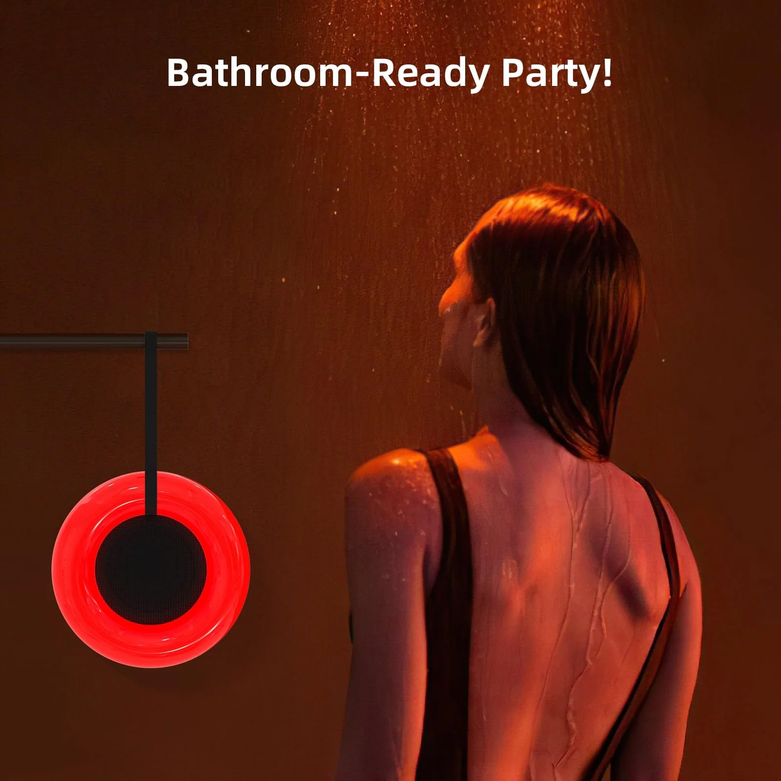 IPX7 Waterproof Speaker with Dynamic LED Light,Bluetooth Shower Speaker,Portable Bluetooth Speakers,Floating, True Wireless Stereo for Outdoor/Pool/Beach,BT5.3/TF-Card,Ideal Gifts(Black) Black - Image 6
