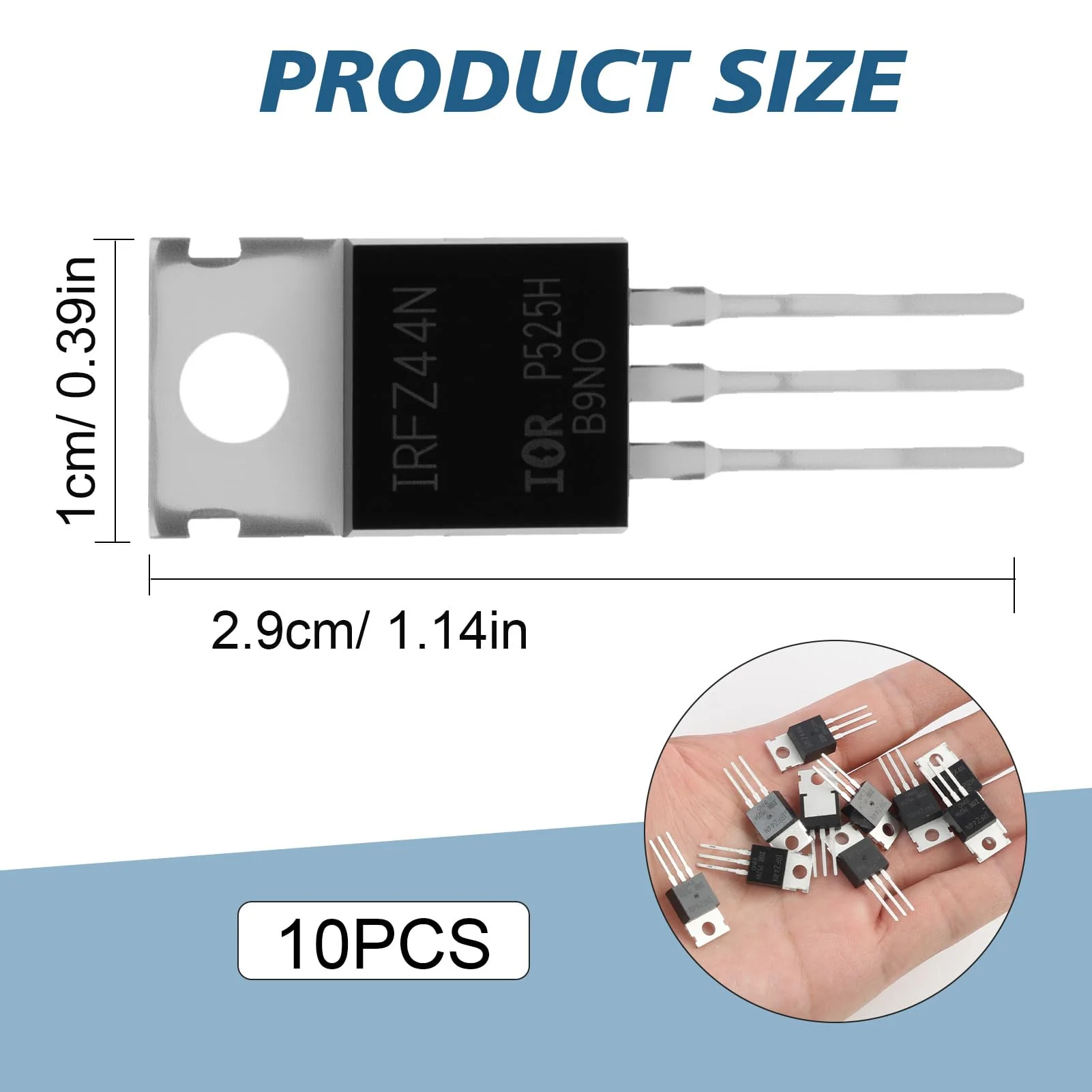 IRFZ44N N-Channel MOSFET Transistors, Powerful Rectifier, 49A 55V, for High Performance Switching Applications, Pack of 10 - Image 2