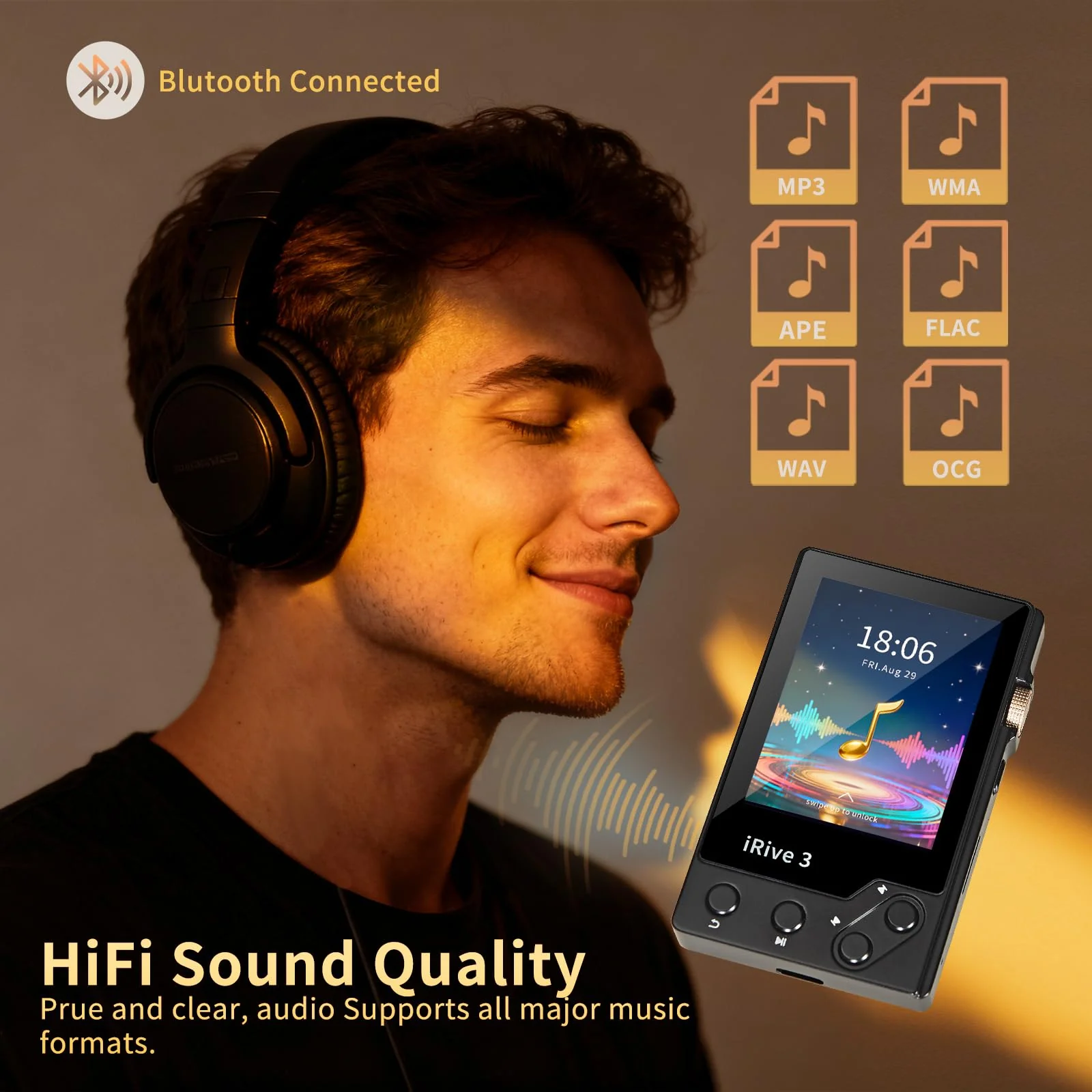 iRive3 MP3 Player Clear HiFi Stereo Sound 32GB Bluetooth Music Player with FM Radio Voice Recorder Expandable up to 128GB - Image 2