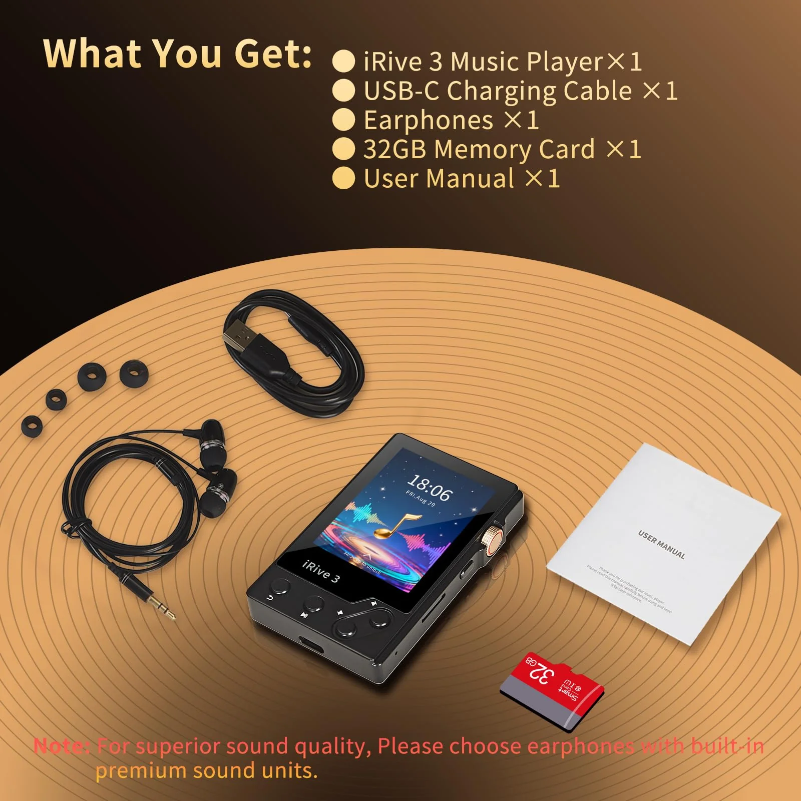 iRive3 MP3 Player Clear HiFi Stereo Sound 32GB Bluetooth Music Player with FM Radio Voice Recorder Expandable up to 128GB - Image 8