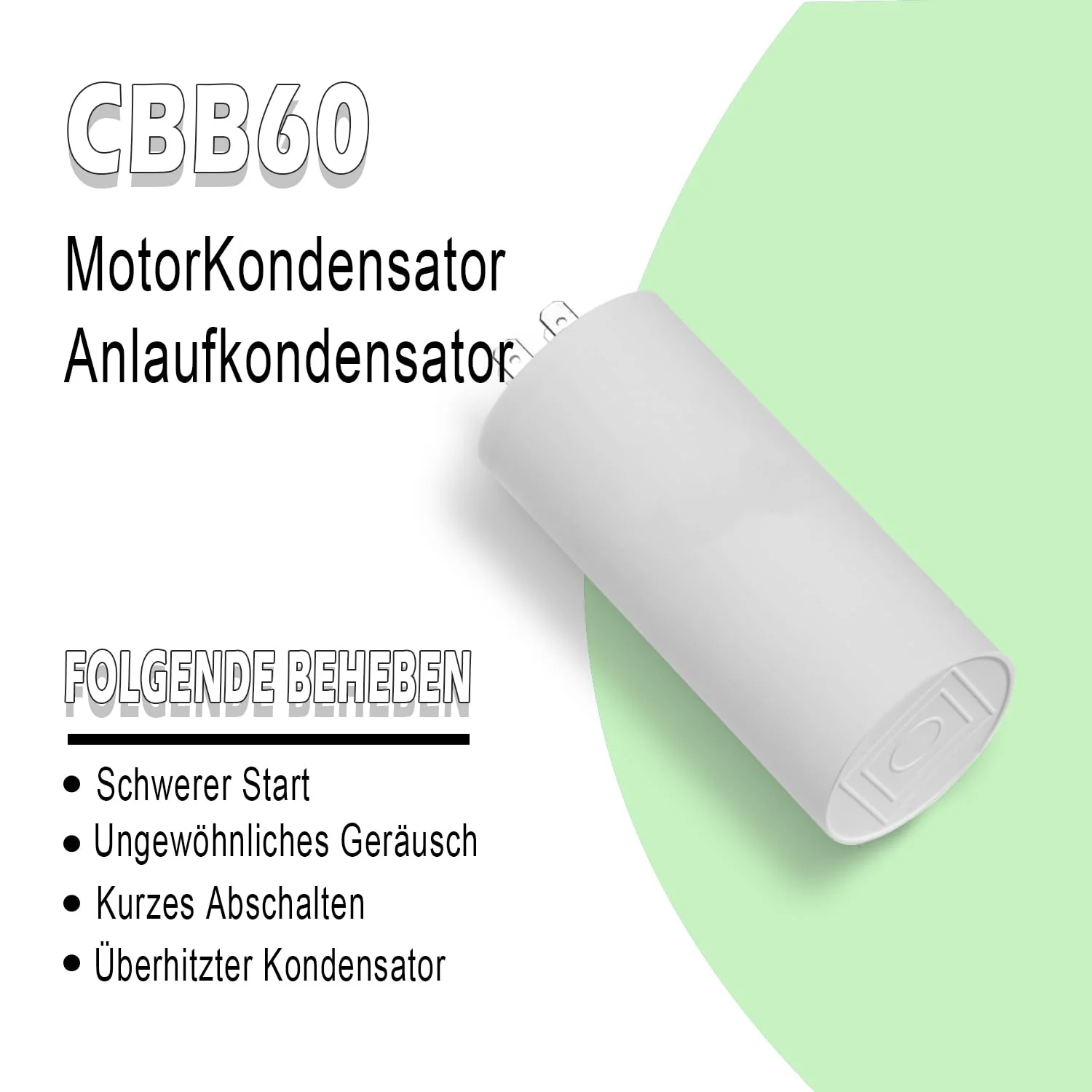 Iruihoo CBB60 Motor Capacitor, 20µF 450V Capacitor 50/60Hz Starting Capacitor 20UF Motor Run Capacitor Plug for Electric Motor P_20uF - Image 6