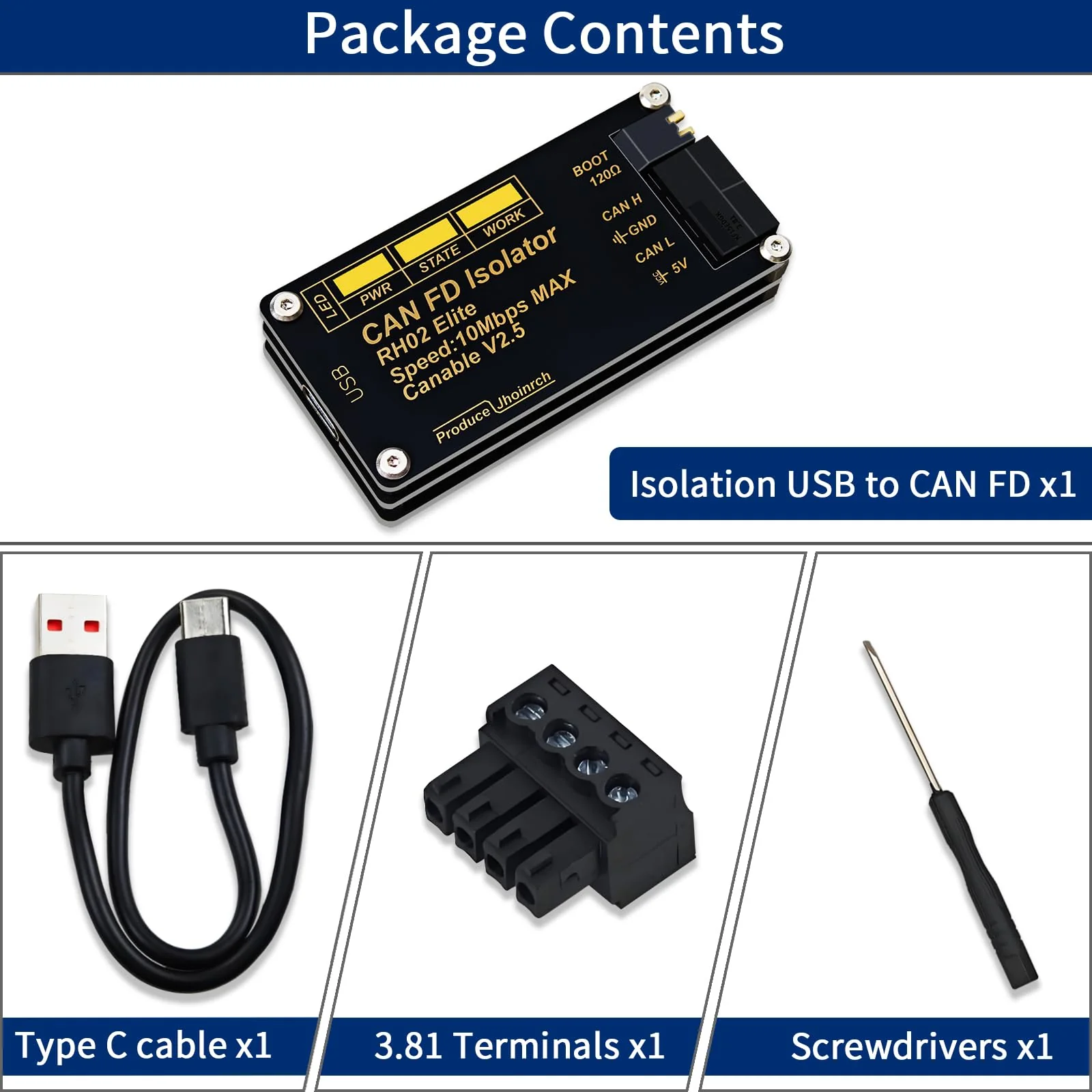 Isolated USB to CAN FD Adapter Converter Based on CANable V2.5 Supports Up to 10Mbps - Image 8