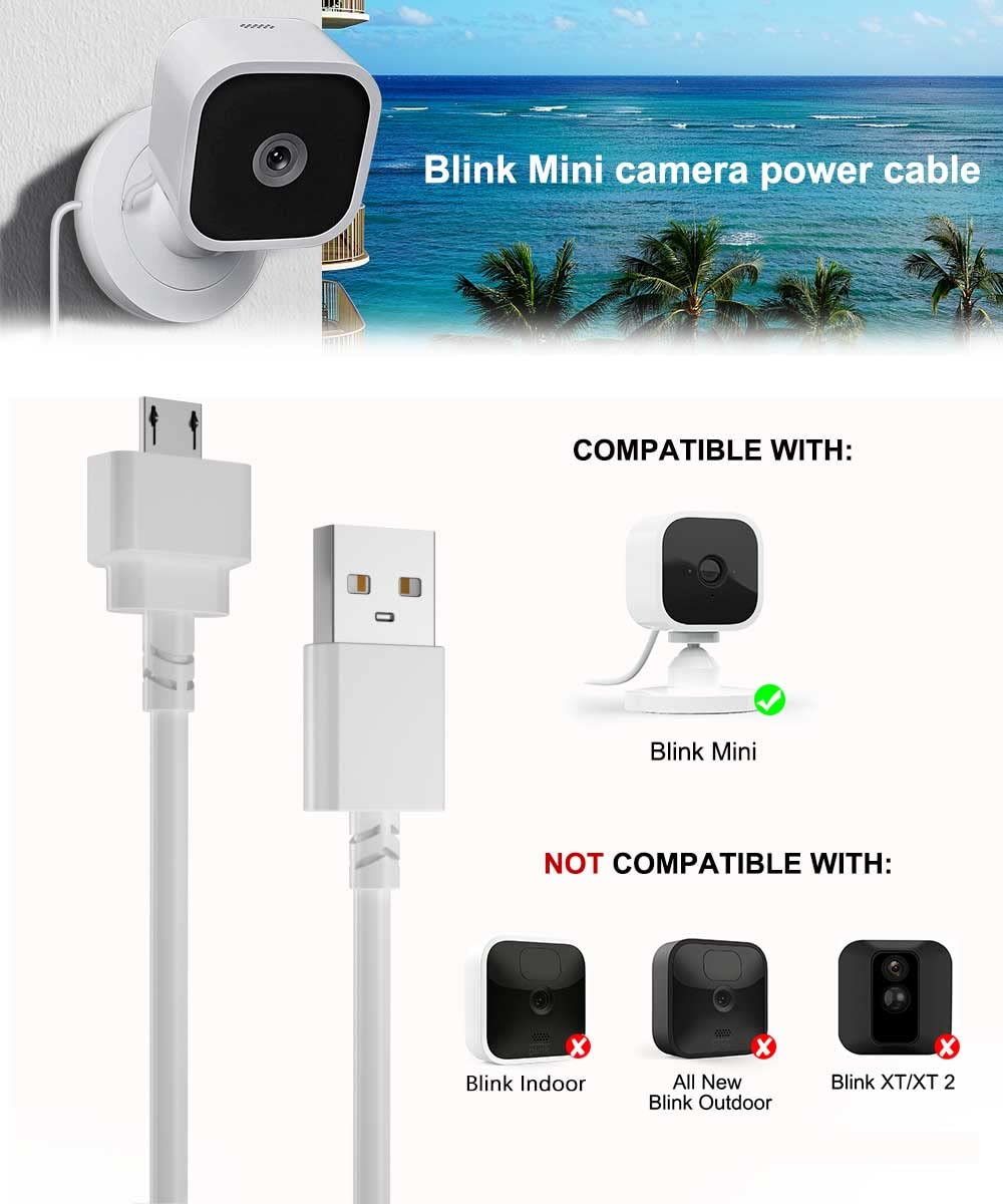 Itramax 10 FT Blink Mini Charger Cable with Wall Adapter(1 Pack),Charger Brick and Micro USB End Camera Charging Extension Cord Wire, Waterproof Long Power Supply Cables for Blink Security,10FT 10FT White 1 - Image 7