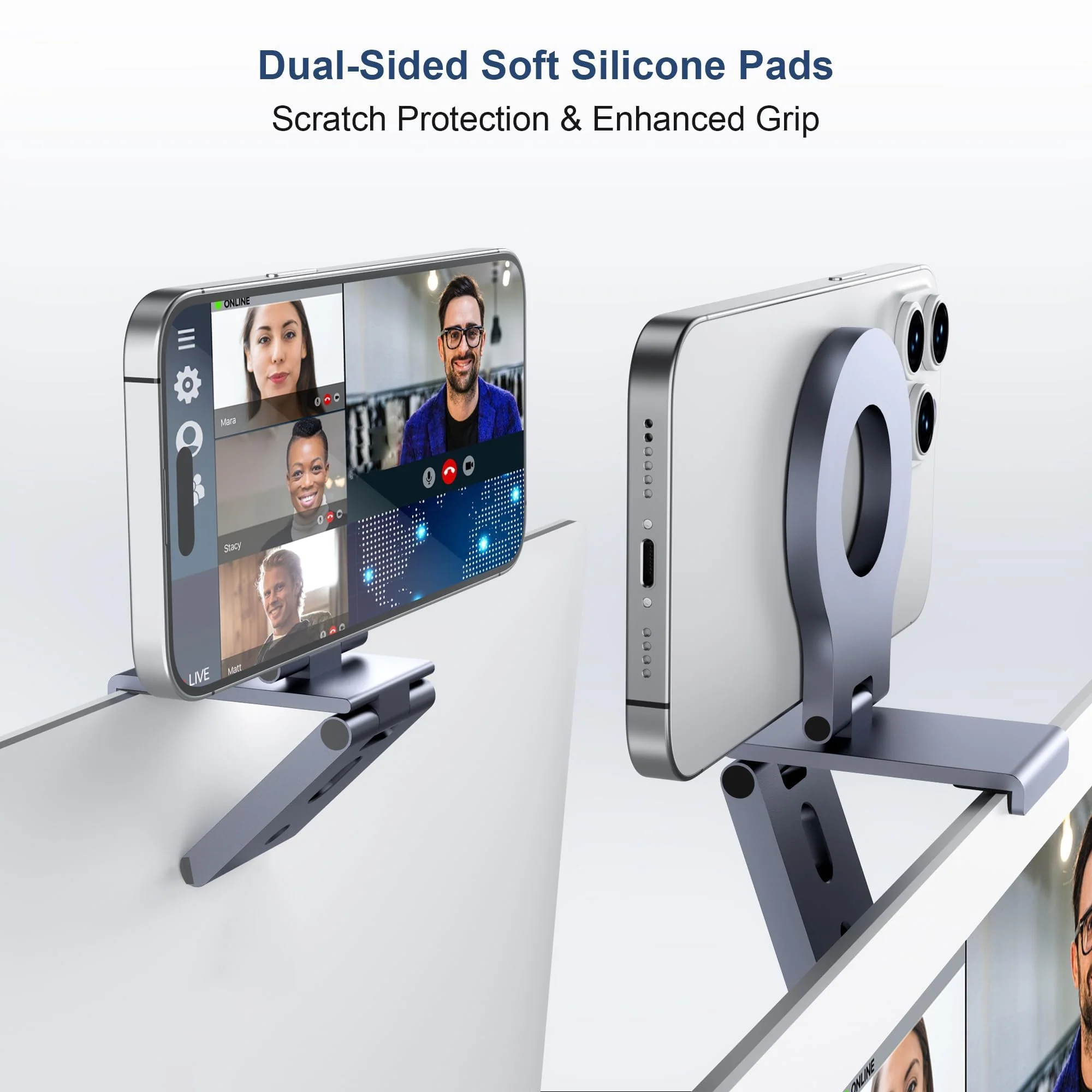 Itramax Continuity Camera Mount for Desktop Monitor & iMac,iPhone Webcam Stand,Magnetic iPhone Monitor Mount,Monitor Continuity Holder with Mag-Safe for iPhone 16,15,14,13,12,Mac,TV,Laptop Grey - Image 3