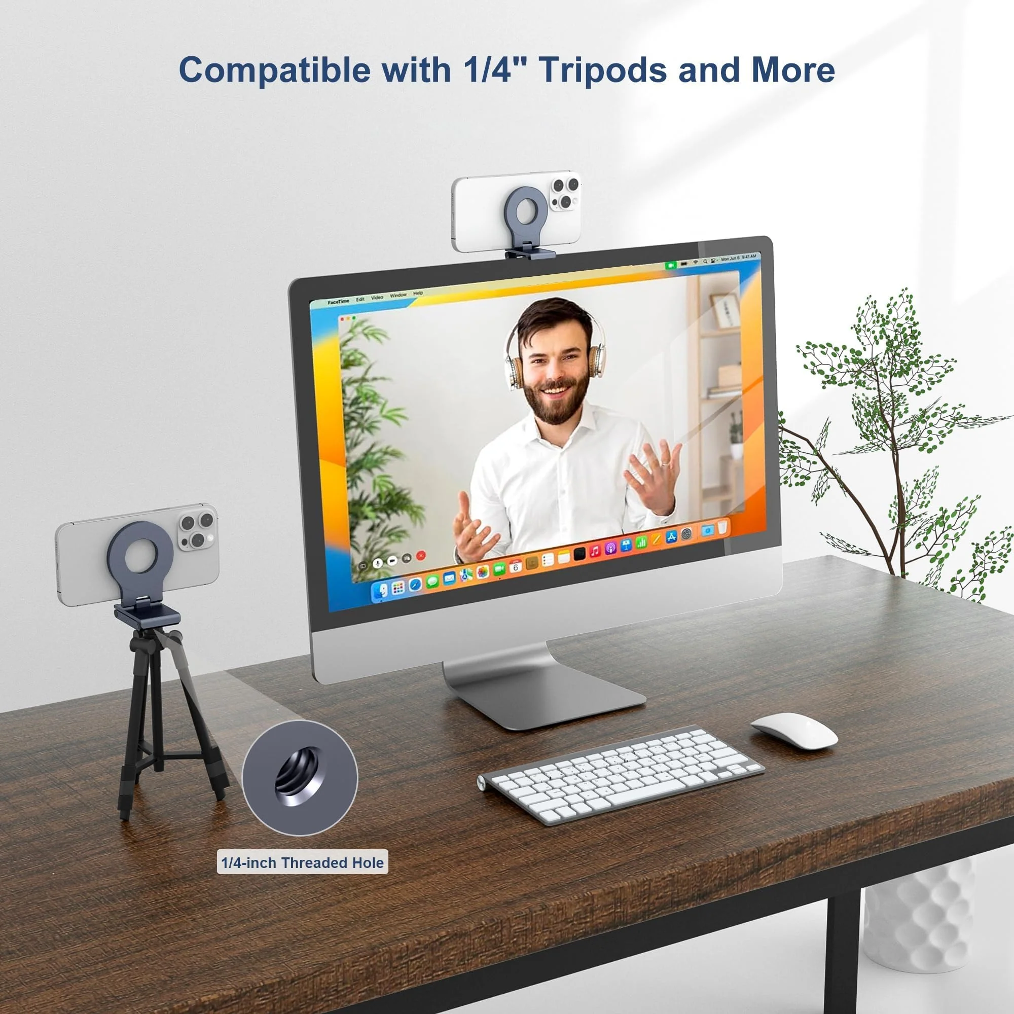 Itramax Continuity Camera Mount for Desktop Monitor & iMac,iPhone Webcam Stand,Magnetic iPhone Monitor Mount,Monitor Continuity Holder with Mag-Safe for iPhone 16,15,14,13,12,Mac,TV,Laptop Grey - Image 6