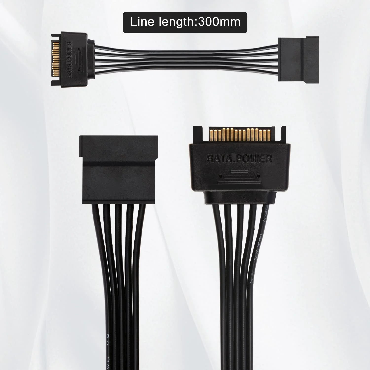J&D 15 Pin SATA Power Extension Cable (3Pack), Sata Male to Female Cable, Sata Power Cable Extension, 10 inch, Black (3 Pack) 3 Pack - Image 5