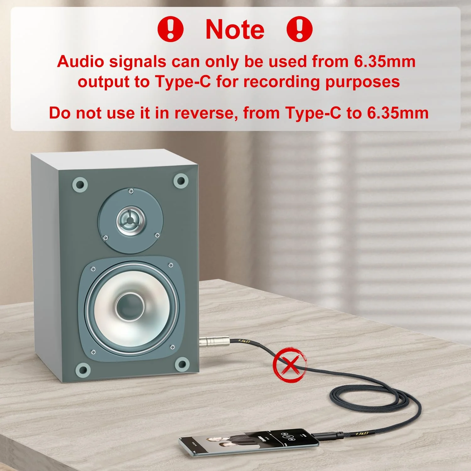 J&D USB C to 6.35 mm 1/4 inch TS Guitar Audio Cable, Audio Recording, Bass, Electronic Piano Microphone Cord Compatible with iPhone 16 Pro Max/16 Pro/16 Plus/16/15/15 Pro Max/15 Pro/15 Plus, 10 Feet Blue - Image 2