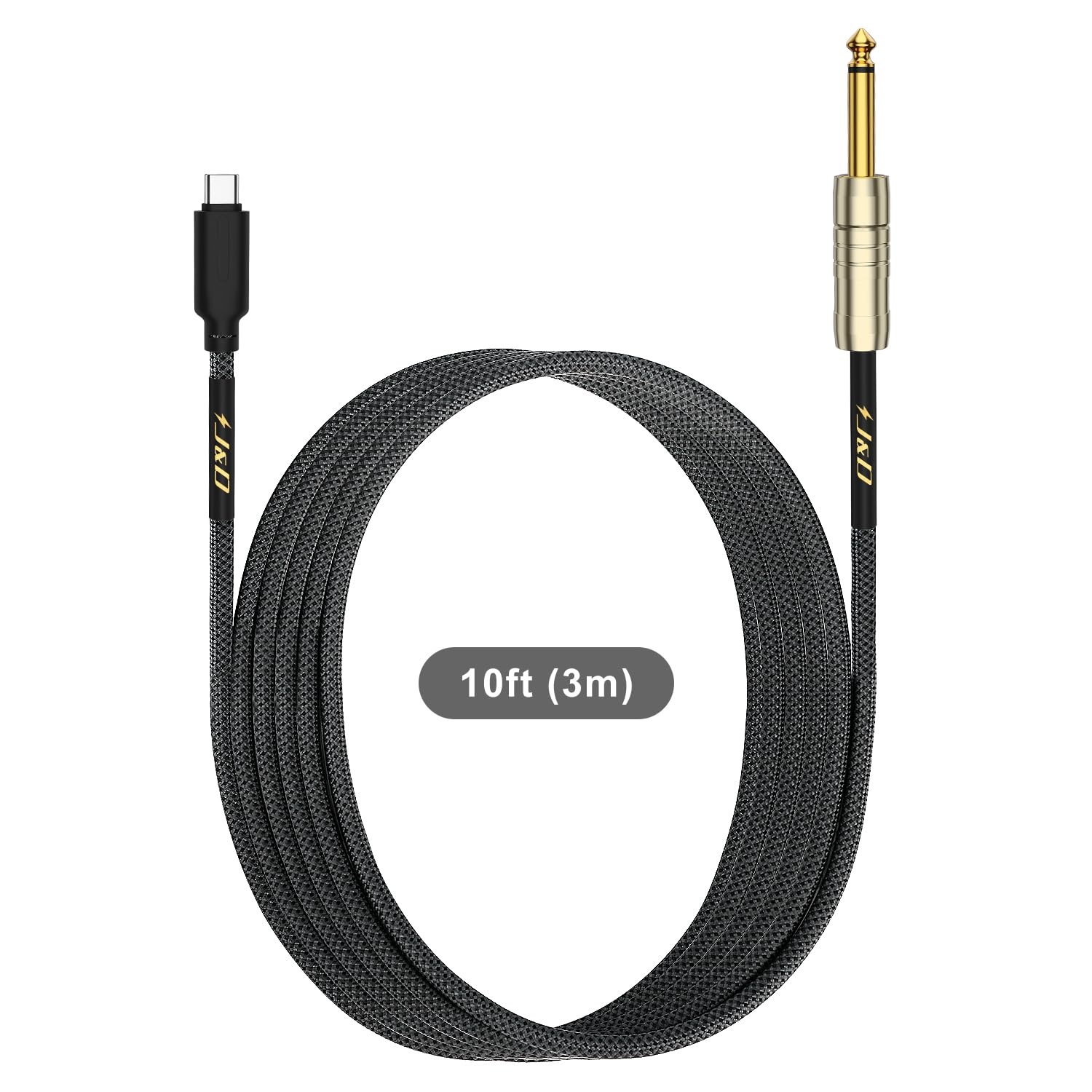 J&D USB C to 6.35 mm 1/4 inch TS Guitar Audio Cable, Audio Recording, Bass, Electronic Piano Microphone Cord Compatible with iPhone 16 Pro Max/16 Pro/16 Plus/16/15/15 Pro Max/15 Pro/15 Plus, 10 Feet Blue - Image 7
