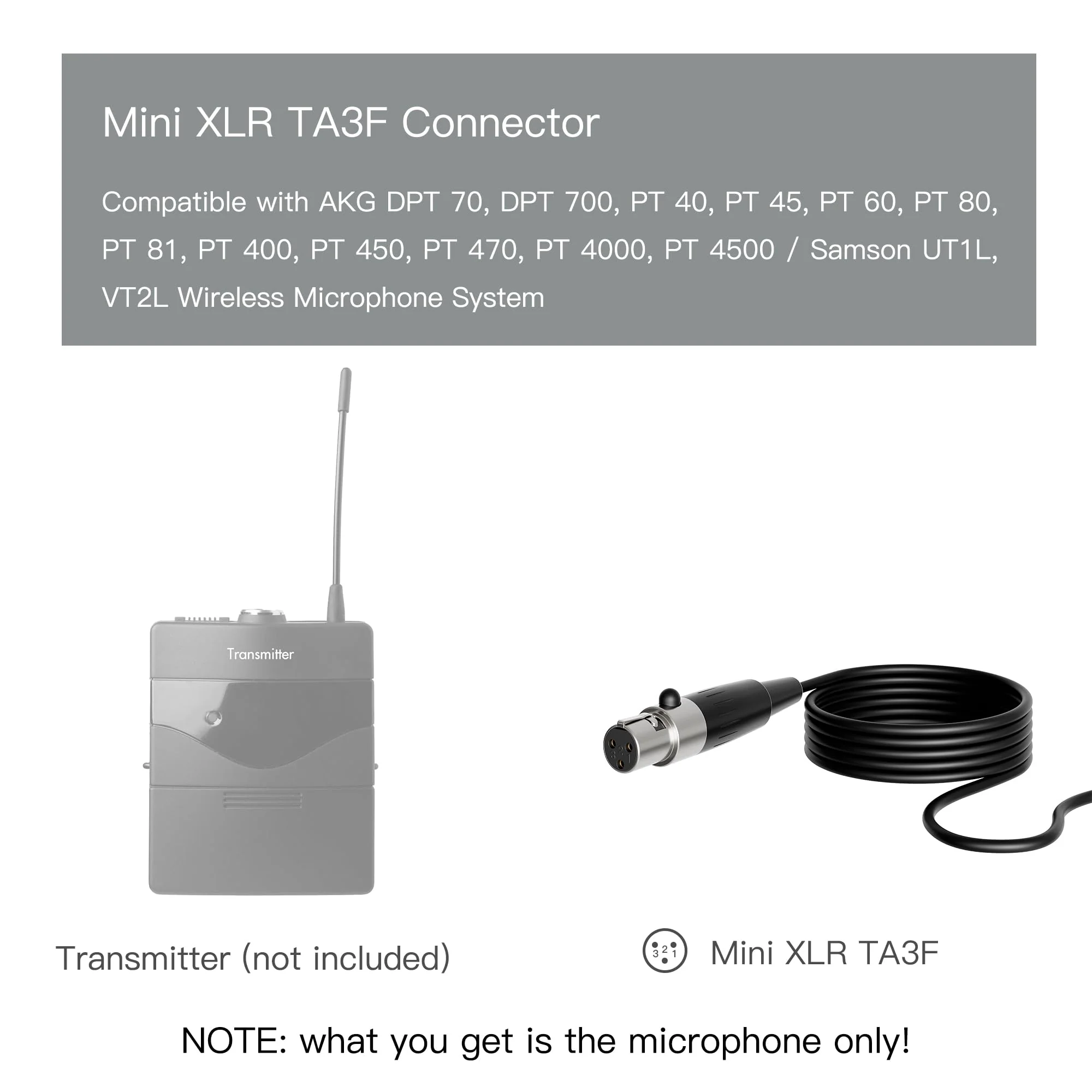 J K MIC-J 044 Lapel Microphone Lavalier Microphone Compatible with AKG Samson Wireless Transmitter - Mini XLR TA3F Plug - Image 2