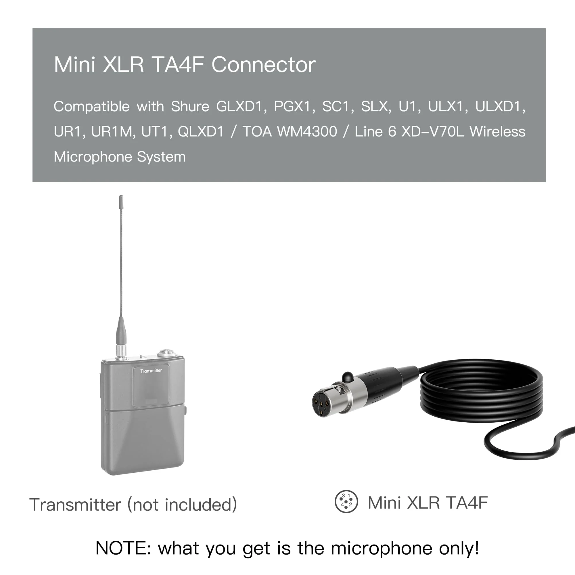 J K Pro Lavalier Lapel Microphone MIC-J 017 Unidirectional Condenser Microphone Compatible with Shure Wireless Transmitter Mini XLR Ta4f Plug - Image 2