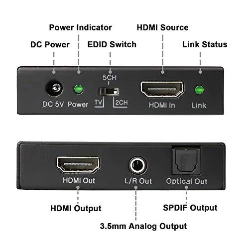 J-Tech Digital 4K 60HZ HDMI Audio Extractor Converter SPDIF + 3.5MM Output Supports HDMI 2.0, 18Gpbs Bandwidth, HDCP 2.2, Dolby Digital/DTS Passthrough CEC, HDR10 [JTD18G-H5CH] - Image 3