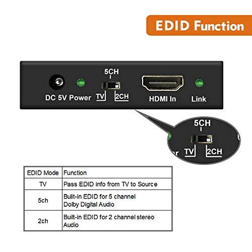 J-Tech Digital 4K 60HZ HDMI Audio Extractor Converter SPDIF + 3.5MM Output Supports HDMI 2.0, 18Gpbs Bandwidth, HDCP 2.2, Dolby Digital/DTS Passthrough CEC, HDR10 [JTD18G-H5CH] - Image 5