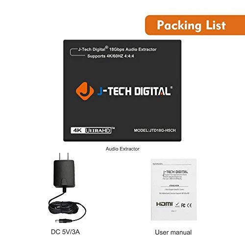 J-Tech Digital 4K 60HZ HDMI Audio Extractor Converter SPDIF + 3.5MM Output Supports HDMI 2.0, 18Gpbs Bandwidth, HDCP 2.2, Dolby Digital/DTS Passthrough CEC, HDR10 [JTD18G-H5CH] - Image 7