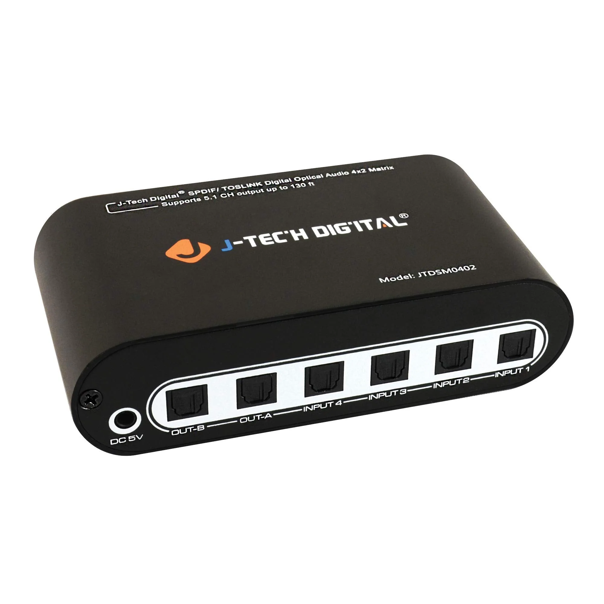 J-Tech Digital Premium Quality SPDIF TOSLINK Digital Optical Audio 4x2 Matrix (4 Inputs 2 Outputs)