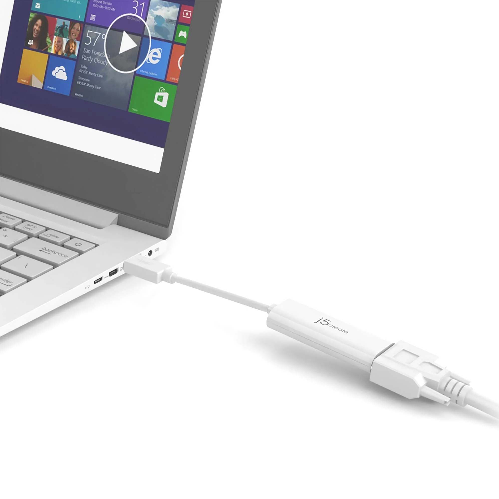 j5create USB to VGA Adapter Cable- Multi-Monitor Desktop Display USB Video Card Converter | 1080p HD Playback | Compatible with Windows 10, 8.1, 8, 7, XP, and Mac OS - White - Image 4