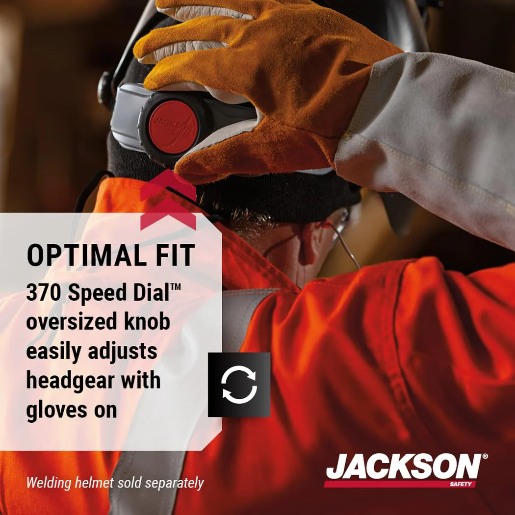Jackson Safety 370 Speed Dial Replacement Ratcheting Headgear for Welding Helmets - Oversized Adjuster, Adjustable Sliders, Hood Locks Up/Down, Rear Swivel Headband, Washable Sweatband - Made in USA - Image 3