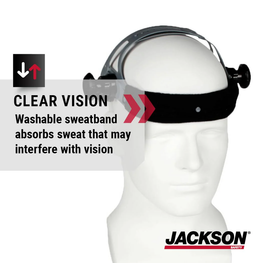 Jackson Safety 370 Speed Dial Replacement Ratcheting Headgear for Welding Helmets - Oversized Adjuster, Adjustable Sliders, Hood Locks Up/Down, Rear Swivel Headband, Washable Sweatband - Made in USA - Image 6
