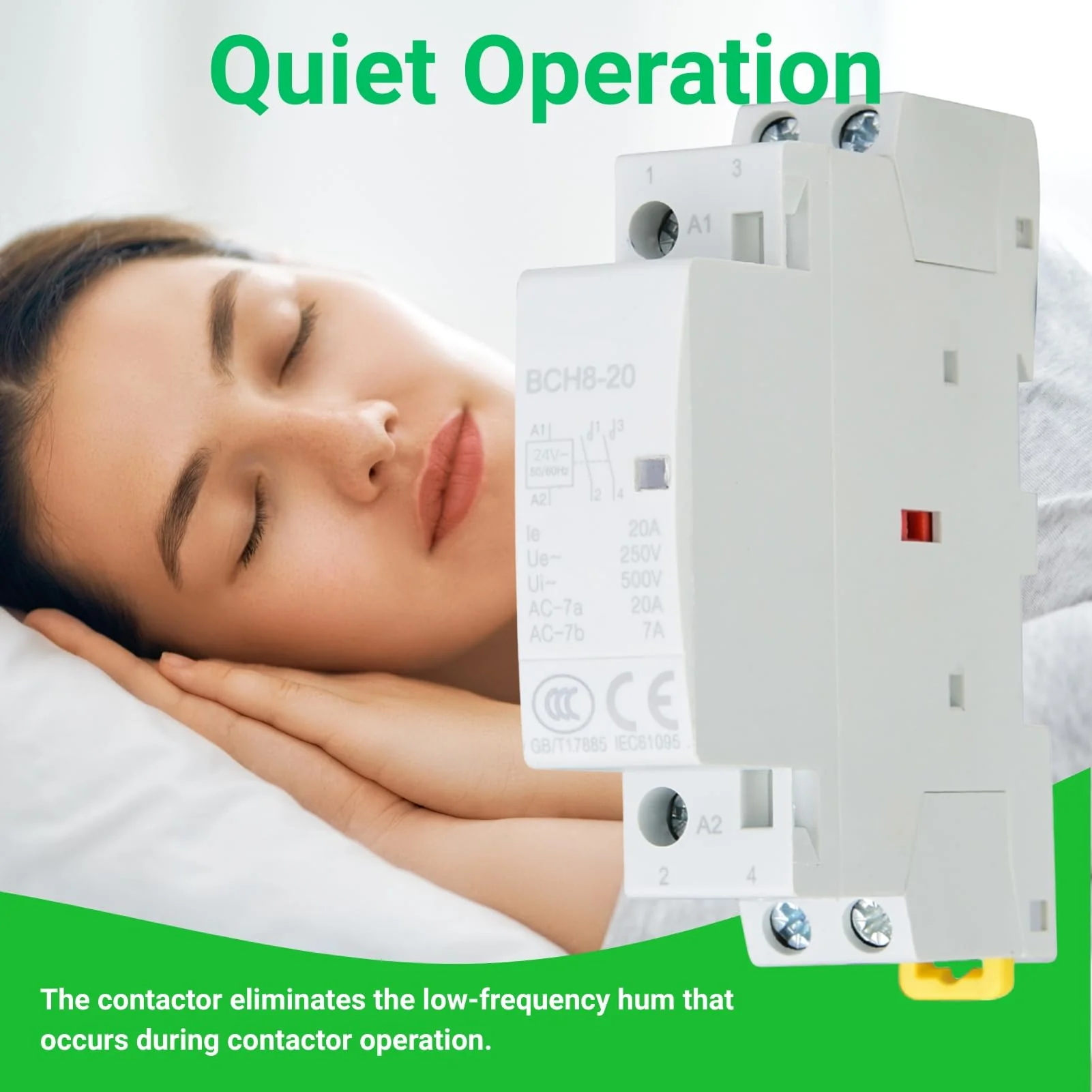 Jadeshay AC Contactor 2P 20A 24V 220V/230V 50/60Hz Household Contactor DIN Rail Mounting 1NO 1NC (24V) - Image 4